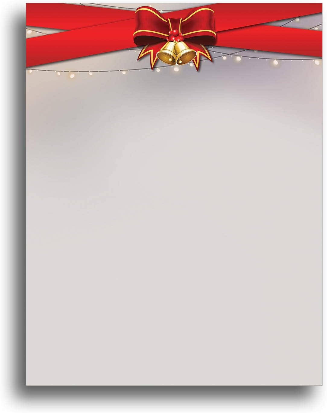 Ribbons & Bells Christmas Holiday Letterhead Paper – 80 Sheets