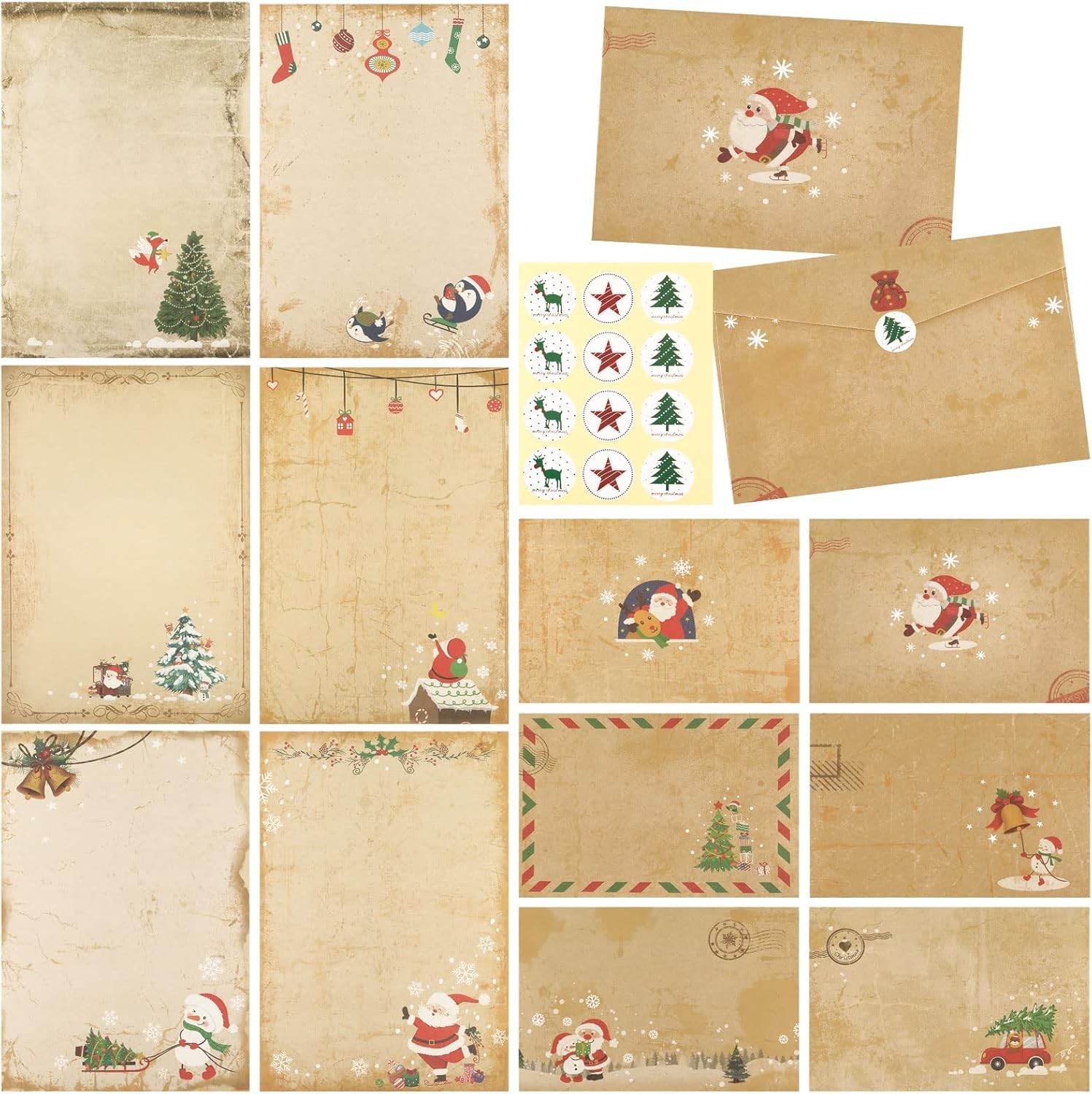 126 Pieces Christmas Stationery Paper and Envelopes Set Stationery Printer Paper with Envelopes Letter Paper and Envelopes Set Holiday Stationery Paper with Envelopes Writing Paper with Envelopes