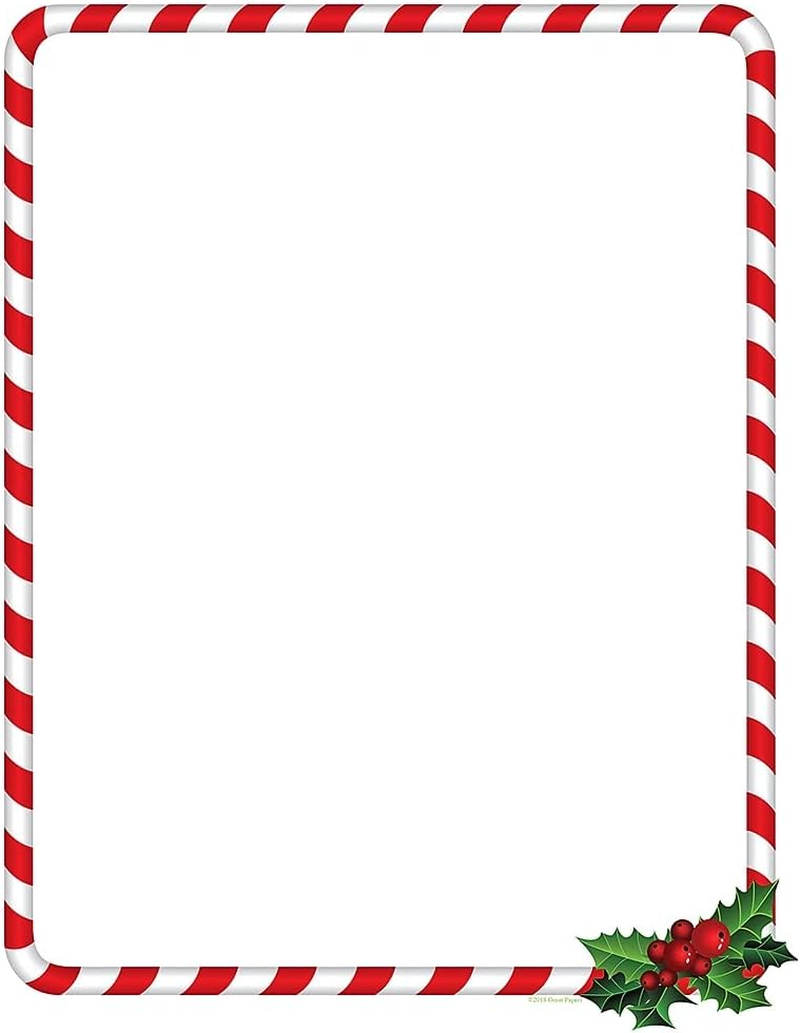 Great Papers! Candy Cane Holly Holiday Letterhead, 8.5″ X 11″, 80 Sheets (2018020)