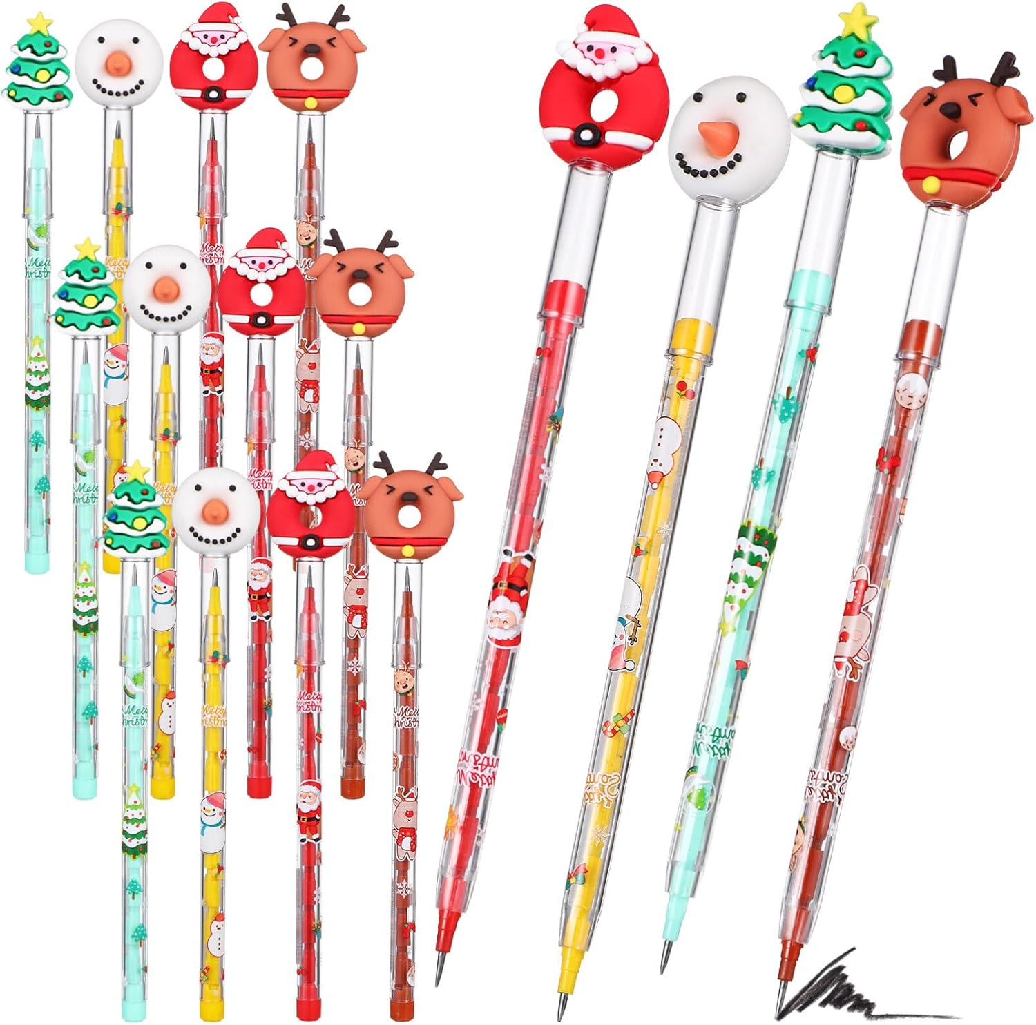 SAFIGLE 16 Pcs Christmas Pencil Bulk Pencils Santa Claus Christmas Stationery Pencils for Boy Christmas Pens Happy Pencils Office Supplies Cute Plastic Lollipop Child Cool