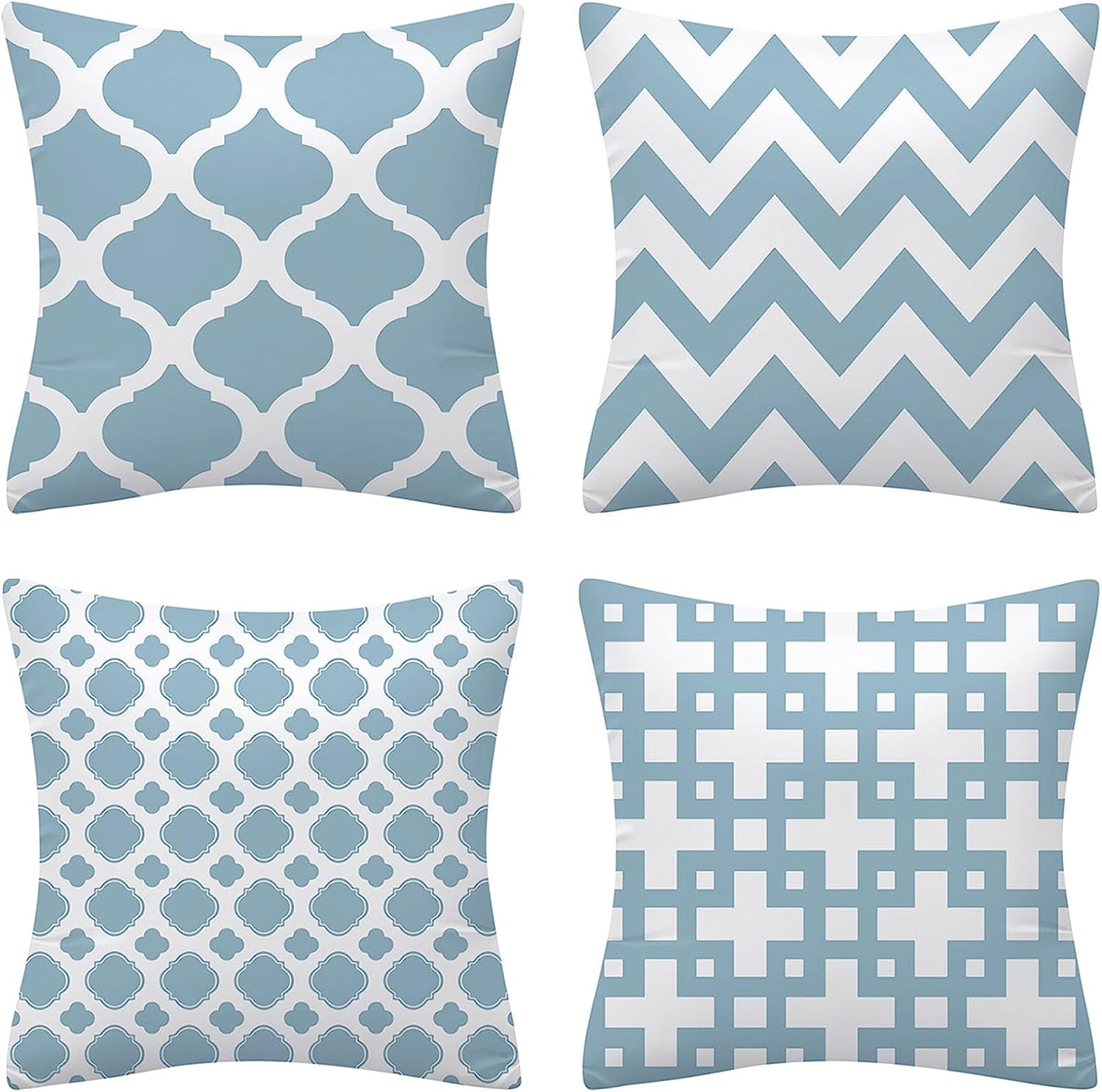 Set of 4 Luxton Aqua Blue Hamptons Cushion Covers Home Decoration Light Blue Cushion Covers 45X45Cm