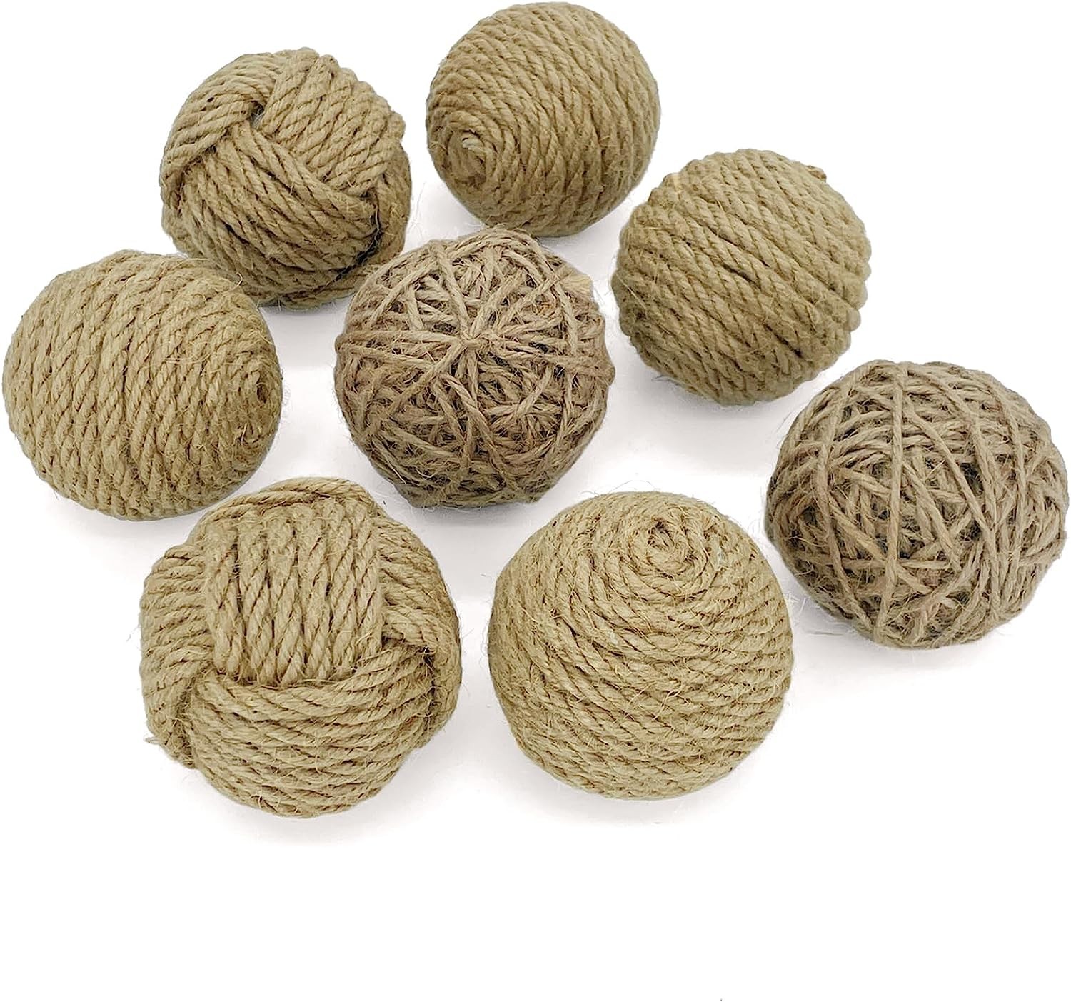 Decorative Balls for Centerpiece Bowls, Orbs Decorative Dough Bowl Fillers for Home Decor, Jute Rope Spheres Decorative Farmehouse, Vase Filler Balls 8 Pcs