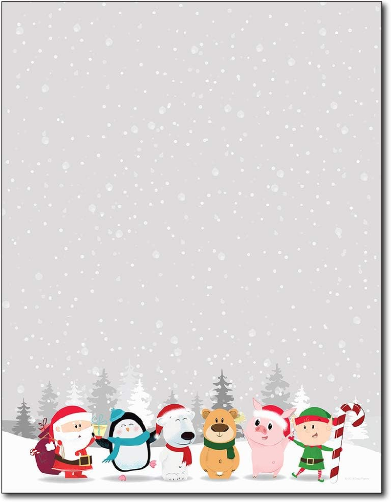 Winter Friends Holiday Christmas Stationery Paper – 80 Sheets