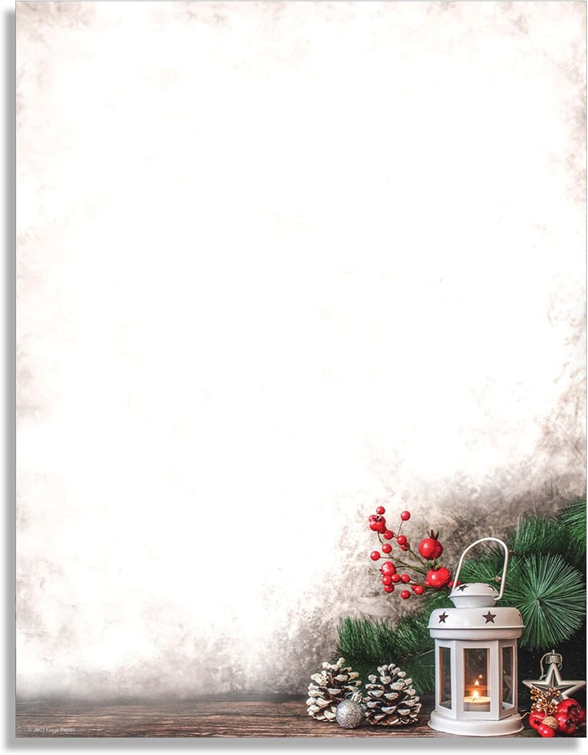 Lantern Greetings Holiday Stationery Paper – 50 Sheets Letterhead for Winter & Christmas Events