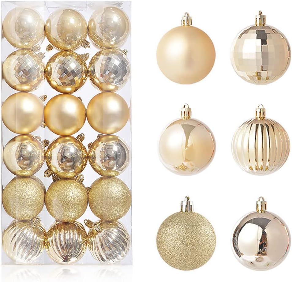 36PCS Christmas Ball Ornaments Set,2.36″/6Cmchristmas Xmas Tree Ornaments, Home Decor for Party, Holiday, Wedding, Anniversary, Halloween,Christmas Tree Balls with Hanging Loop for Holiday Party Decor