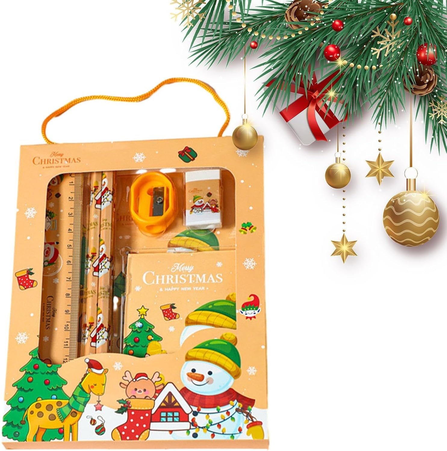 Christmas Stationery,Stationery Box Set for Students | Festive Atmosphere Stationery Supplies for Kindergarten Prizes, Puchen