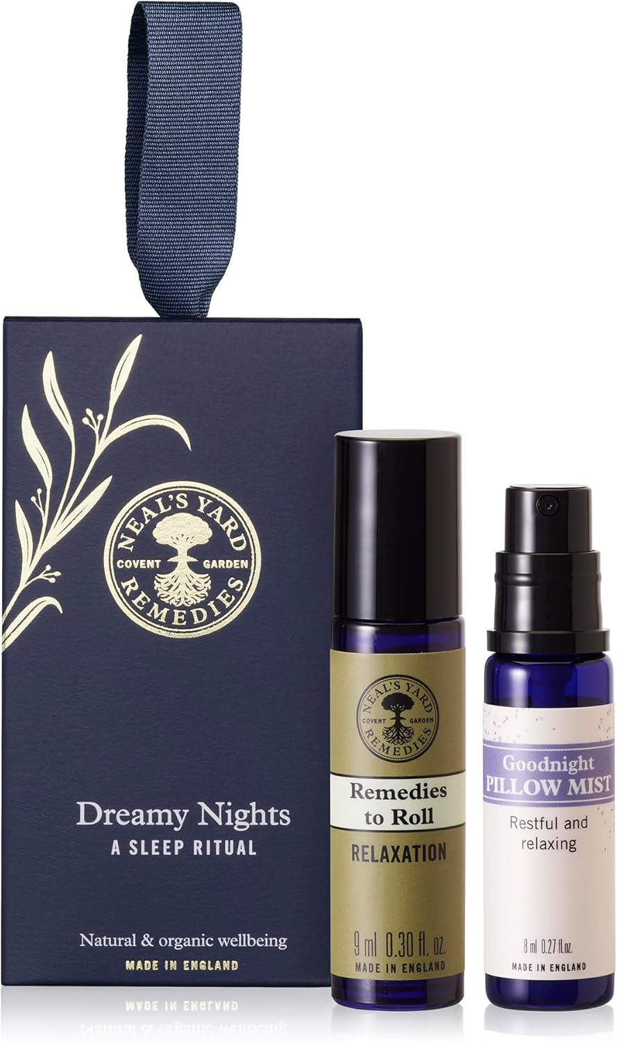 Neal’S Yard Remedies Dreamy Nights a Sleep Ritual, Gift Set with Pillow Spray & Essential Oil Roll on Infused with Lavendar, Vegan & Cruelty-Free