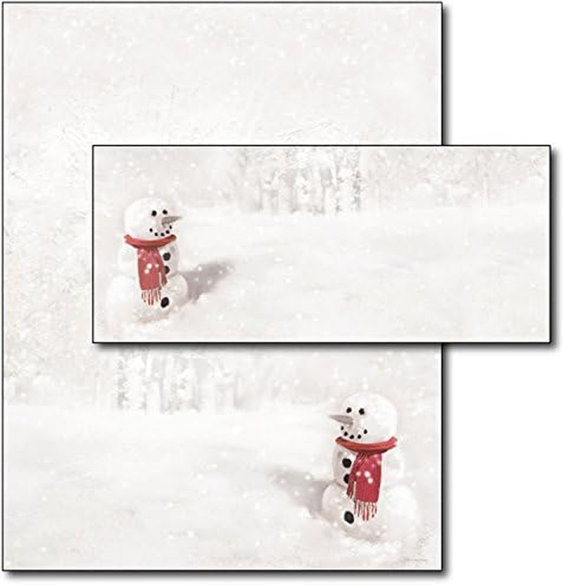 Snowman in Red Scarf Letterhead & Envelopes – 40 Sets