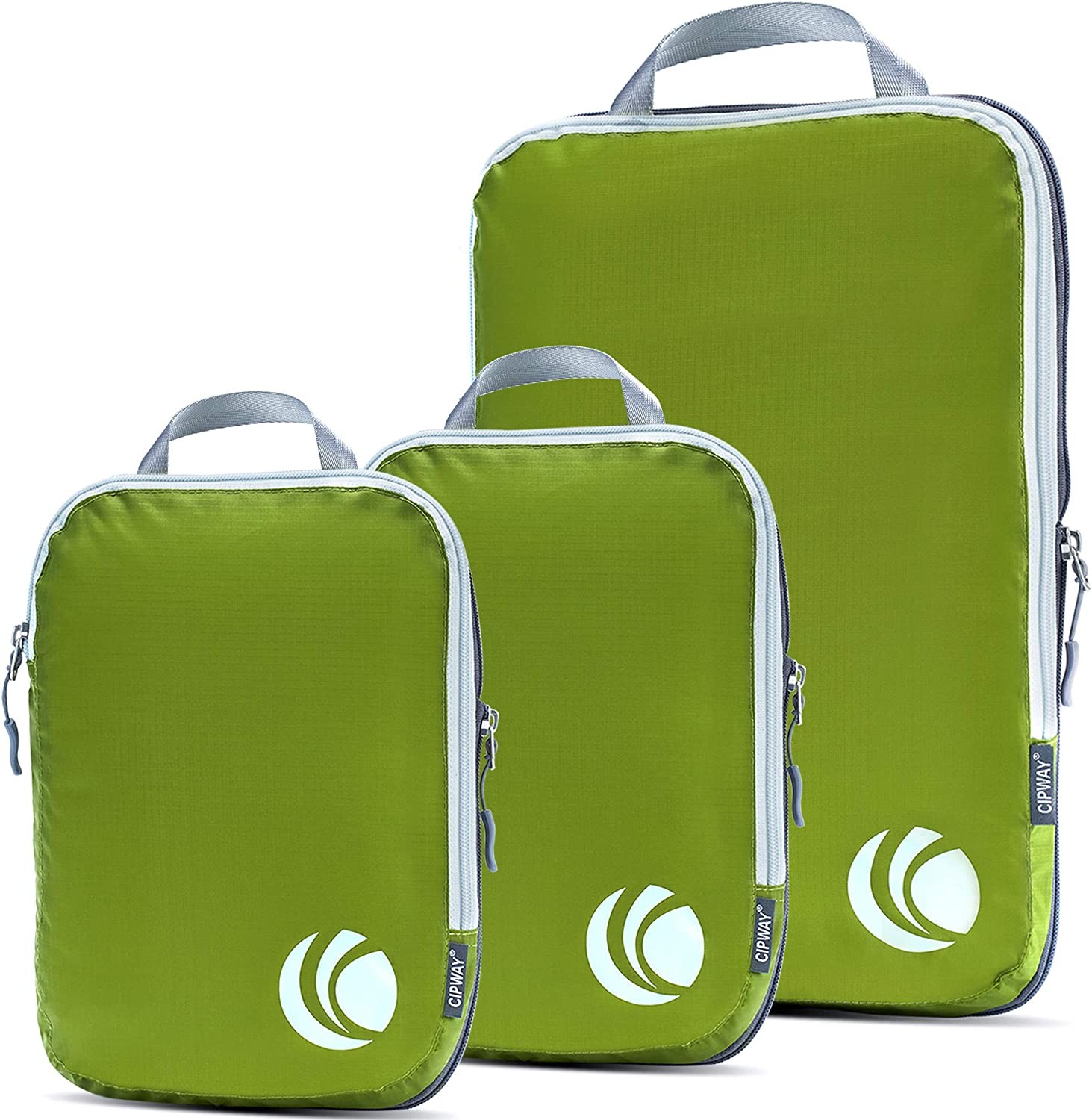 Cipway Compression Packing Cubes for Travel-Expandable Luggage Organizer Set Pack More in Less Space,Travel Gear Accessories (Green 3Pcs)