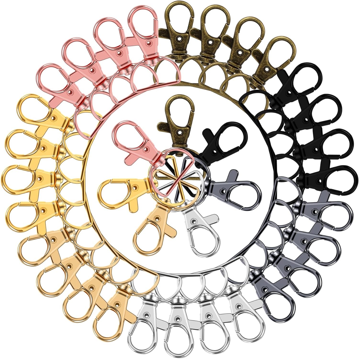 50PCS Swivel Clasps Lanyard Snap Hooks, Premium Key Chain Clip Hook Lobster Claw Clasp for Keychain Sewing Projects (3/4”Inside Width) (Multicolor)