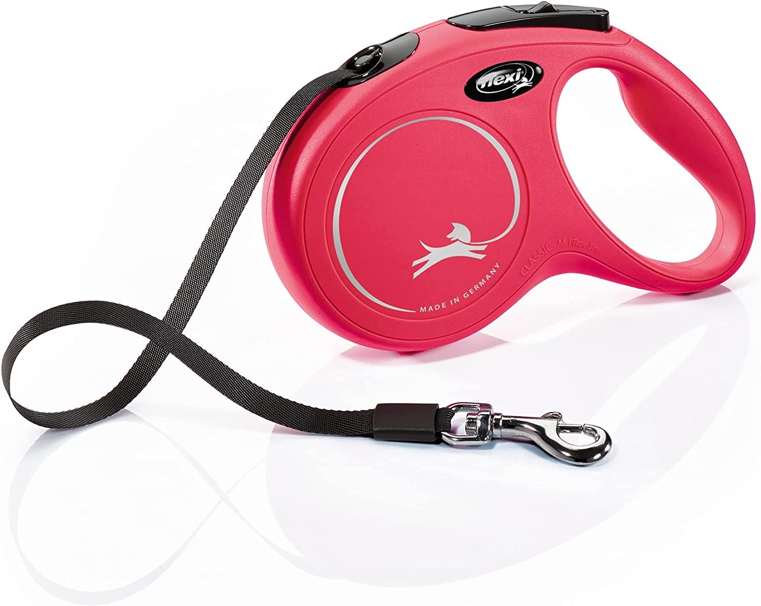 Flexi Classic Tape Retractable Dog Lead Red Medium 5 Metres