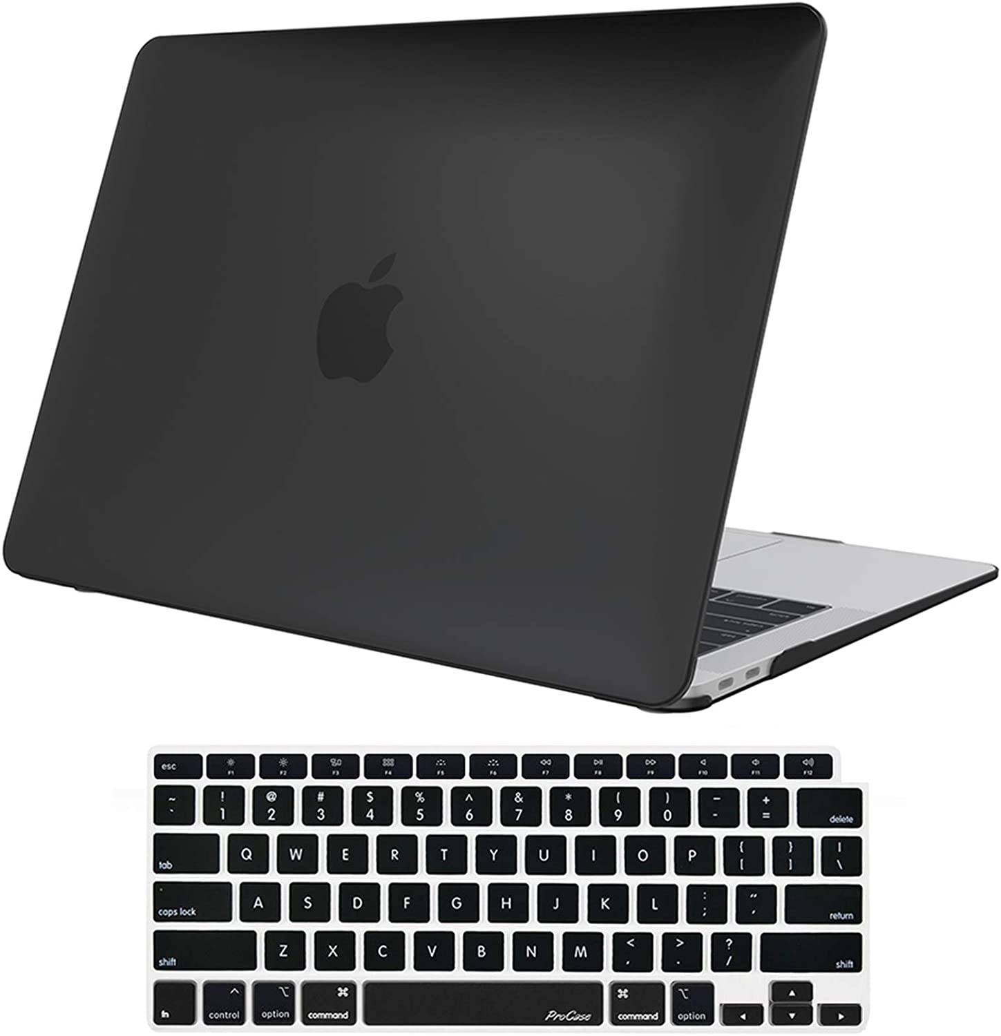 Procase Macbook Air 13 Inch Case 2020 2019 2018 Release M1 A2337 A2179 A1932, Hard Case Shell Cover for Macbook Air 13-Inch Model A2237 A2179 A1932 with Keyboard Skin Cover -Black