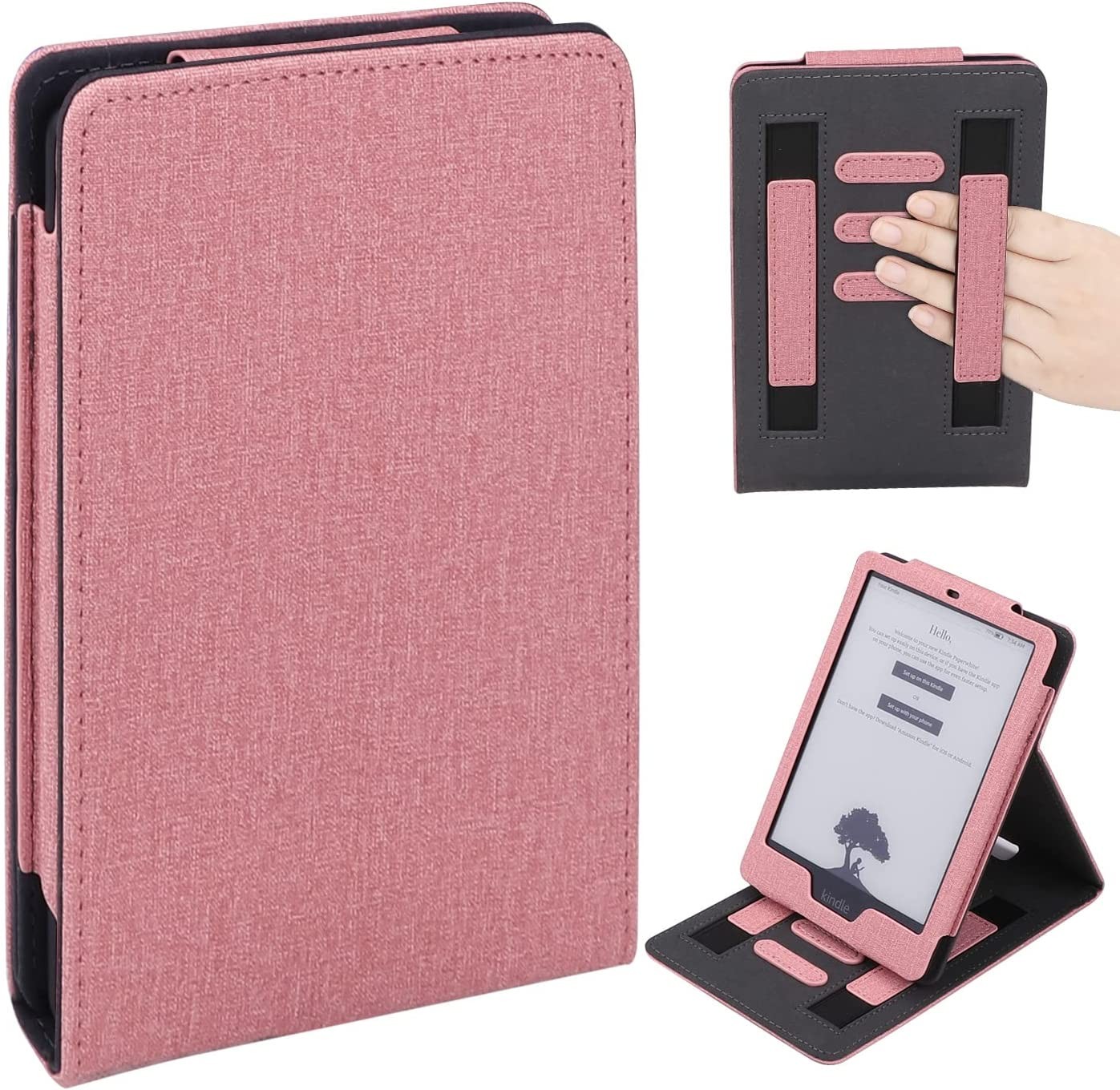 WALNEW Flip Case for 6.8” Kindle Paperwhite 11Th Generation 2021 – Two Hand Straps PU Leather Vertical Multi-Viewing Stand Cover with Auto Wake/Sleep for Kindle Paperwhite 2021 Signature Edition