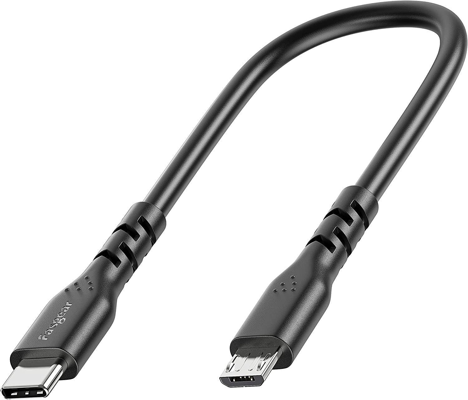 Fasgear Short USB C to Micro USB Cable 1Ft/30Cm – 1 Pack USB 2.0 Type C to Micro USB Cable Support Data Sync & Charging Compatible with Macbook Pro|Ps4/X-Box Controller|Android Phone OTG Device