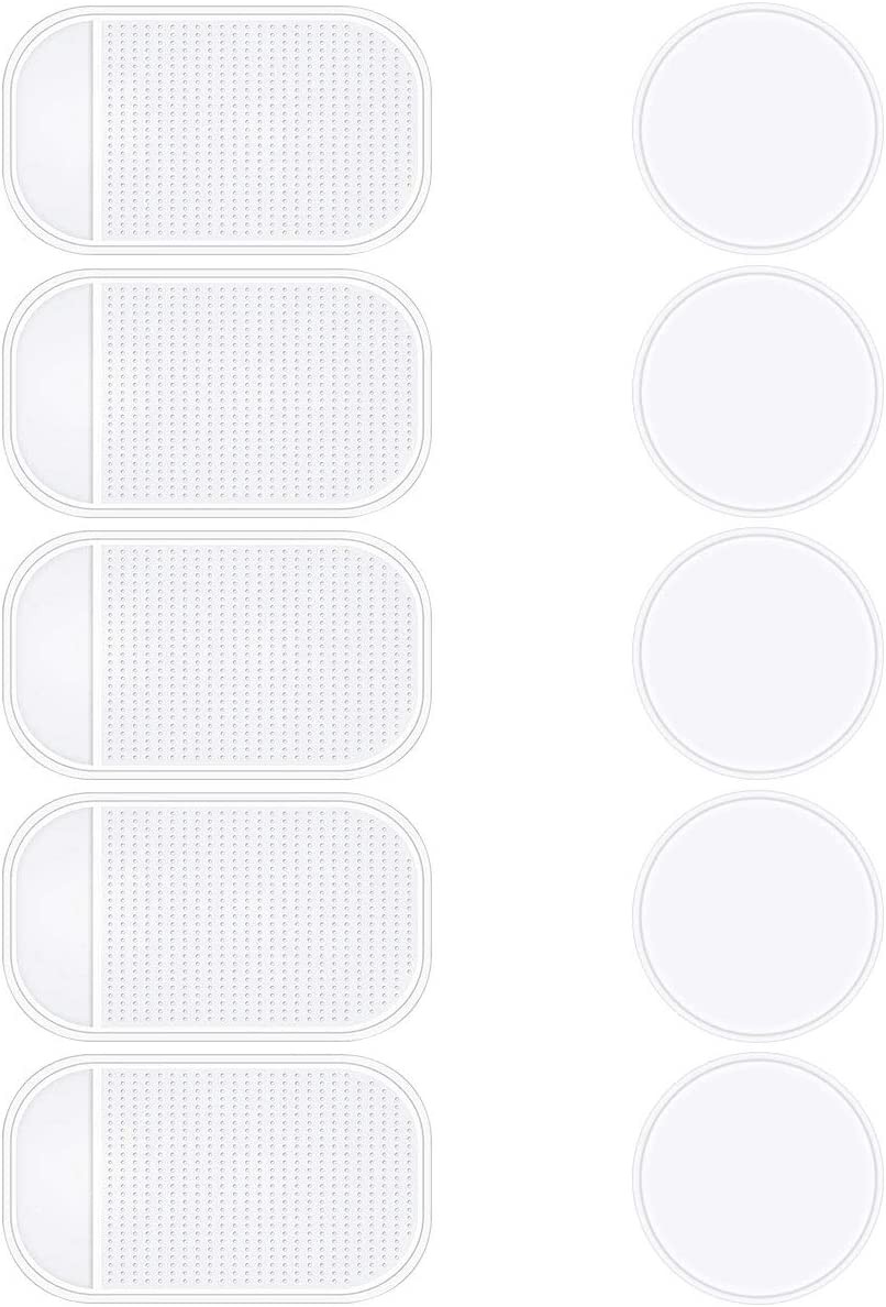 Viaky 10 Packs Anti-Slip Gel Pads Fixate Sticky Cell Pads Non-Slip Gel Mat Sticky Auto Gel Holder,Can Stick to Cellphone, Pad, Keys,Glass, Mirrors, Whiteboards, Metal (Clear)