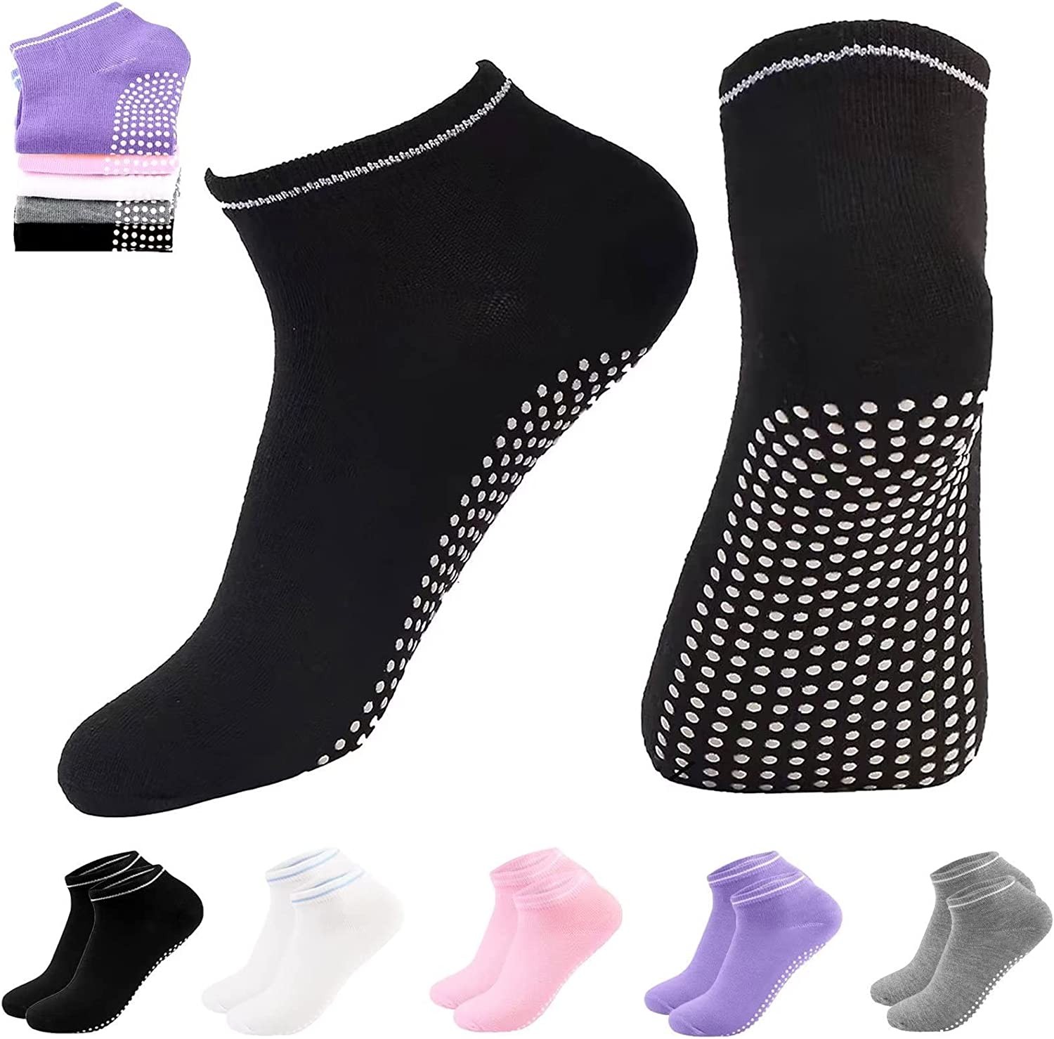 MODY RODY 5 Pairs anti Slip Socks for Pilates