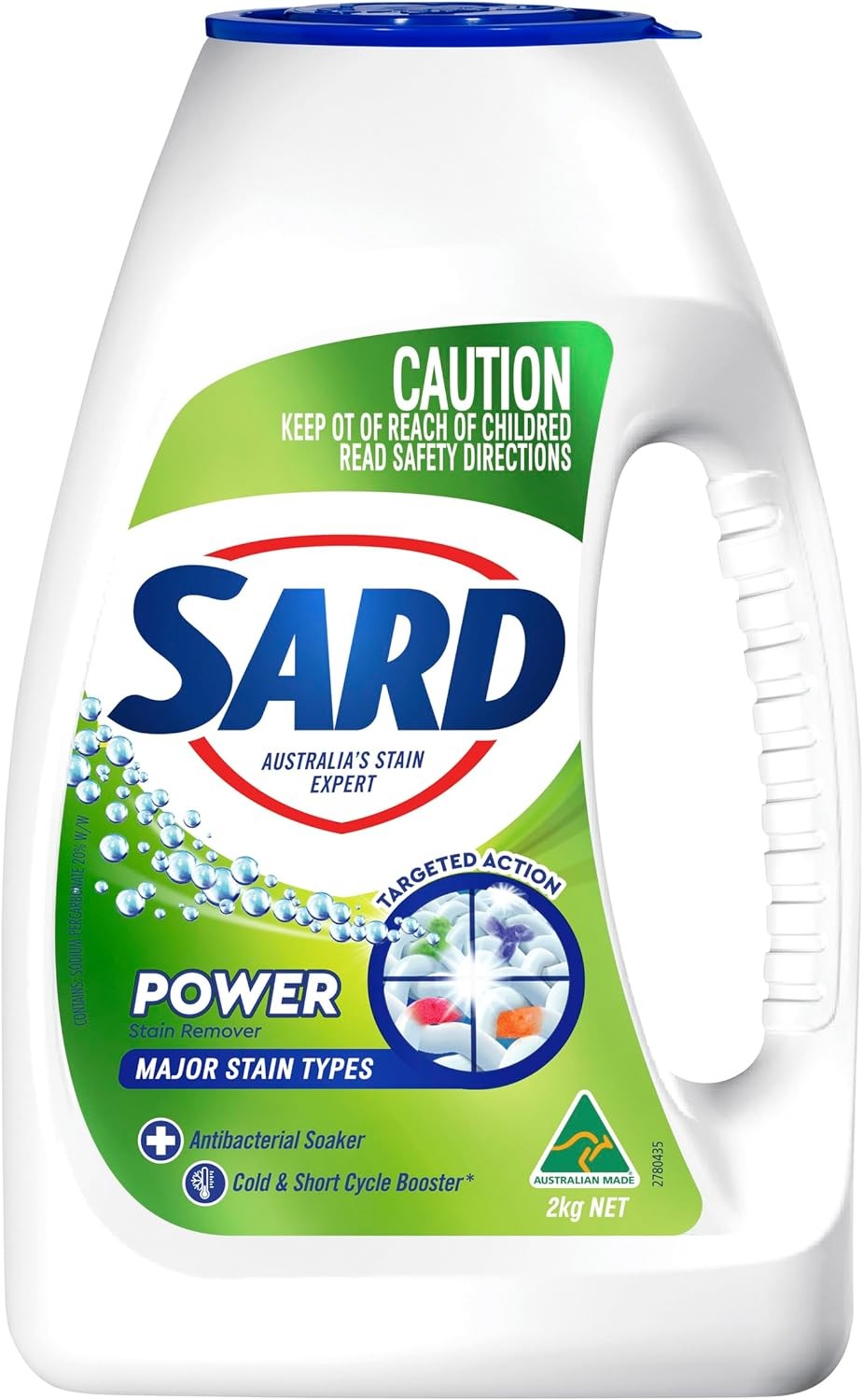 Sard Power Eucalyptus, Stain Remover Powder, Antibacterial Soaker, In-Wash Booster, 2Kg