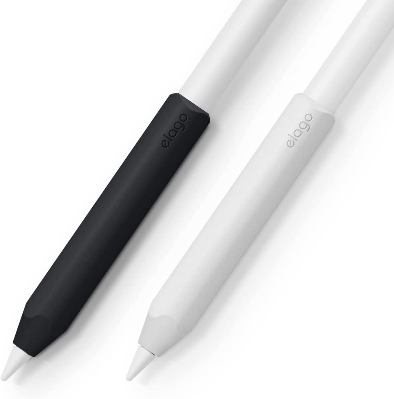 Elago Silicone Grip [2 Pack] Compatible with Apple Pencil 2Nd & 1St Generation, Premium Silicone Holder, Ergonomic Design Sleeve, Compatible with Magnetic Charging & Double Tap (White/Black)