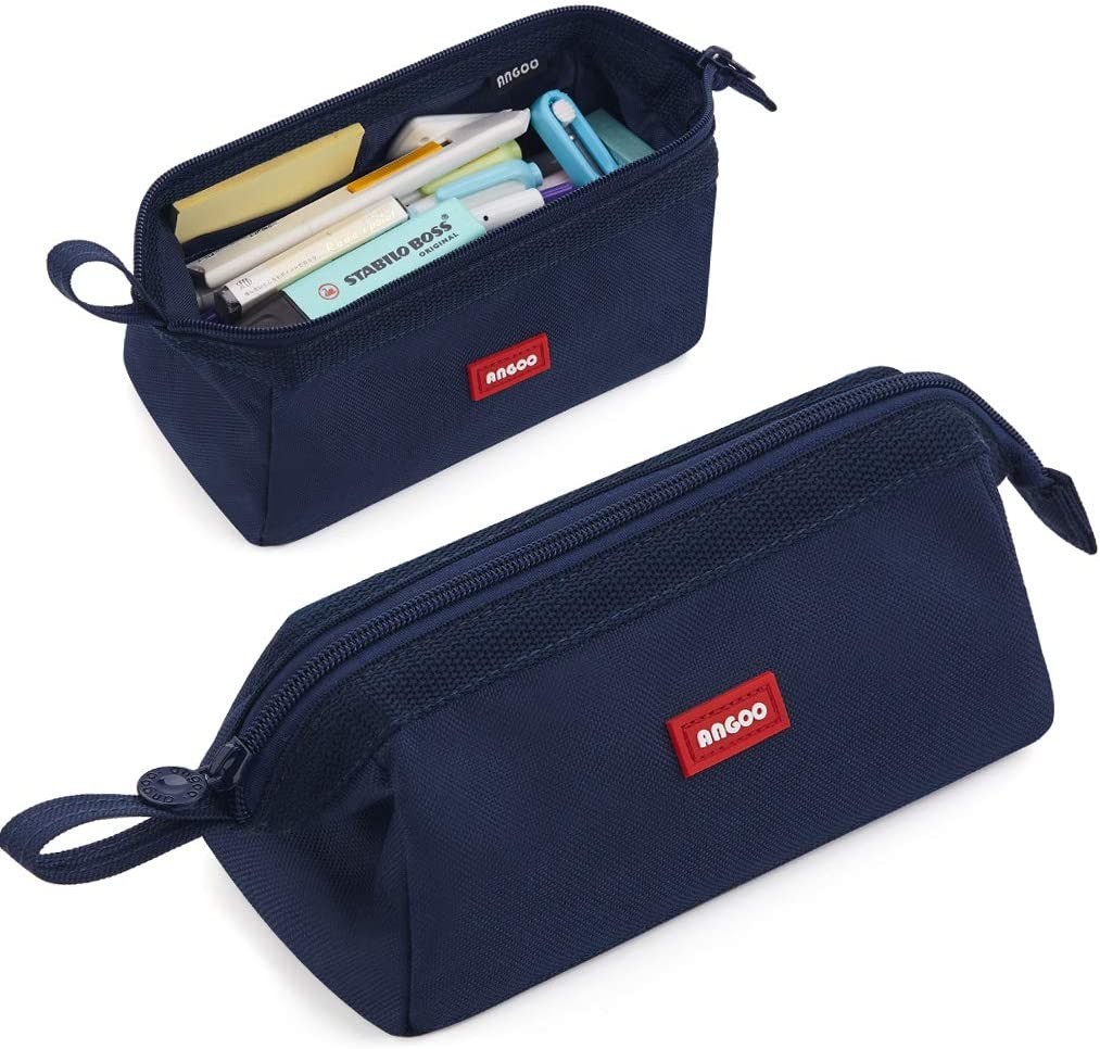 CICIMELON Pencil Case Large Capacity Pencil Pouch Pen Bag for School Teen Girl Boy Men Women, Navy, Unique,Simple