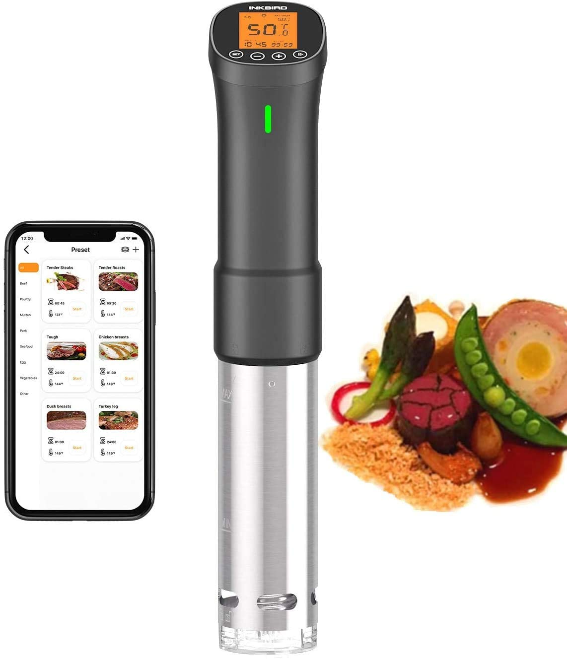 Inkbird Culinary Sous Vide ISV-200W Wi-Fi Precision Cooker 1000W Immersion Circulator with Stainless Steel Components