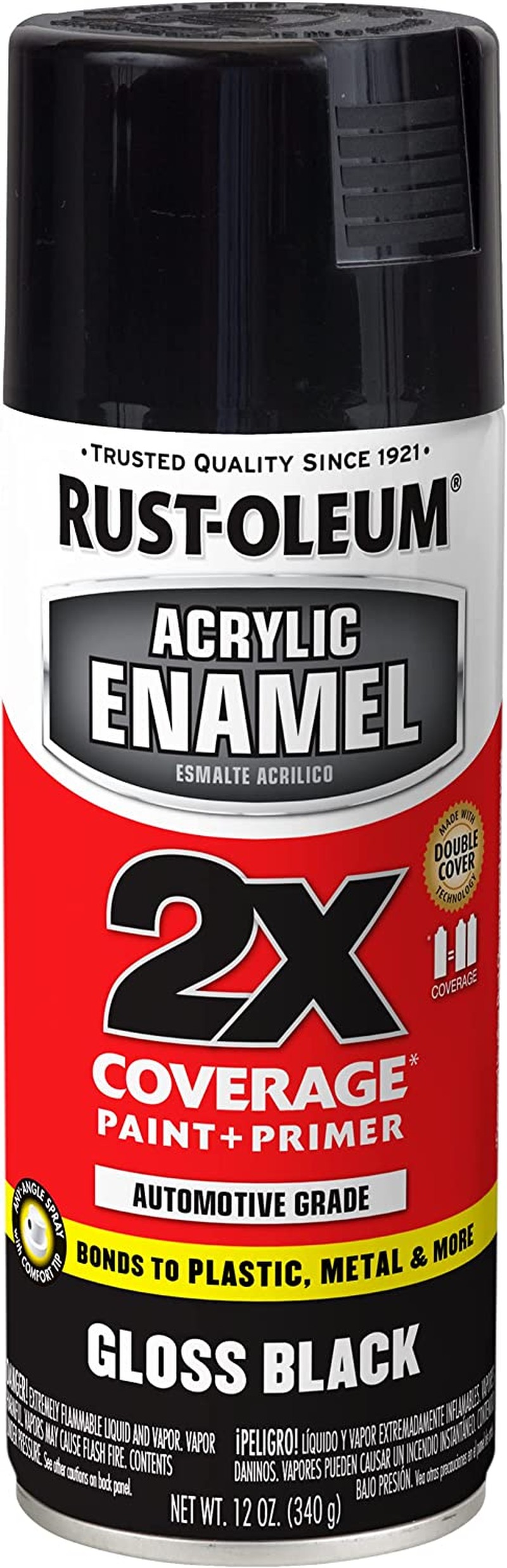 Rust-Oleum 2X Acrylic Enamel Top Coat Spray Paint, Gloss Black, 340 G