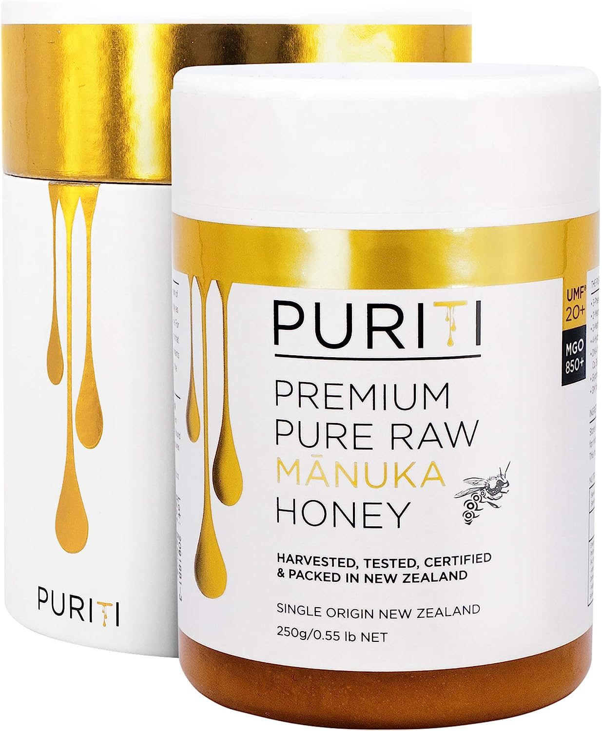 PURITI Premium Manuka Honey MGO 829+ / UMF 20+ | 100% Pure Genuine Raw Manuka Honey | 250G Jar | Harvested, Tested, Certified Packed in New Zealand