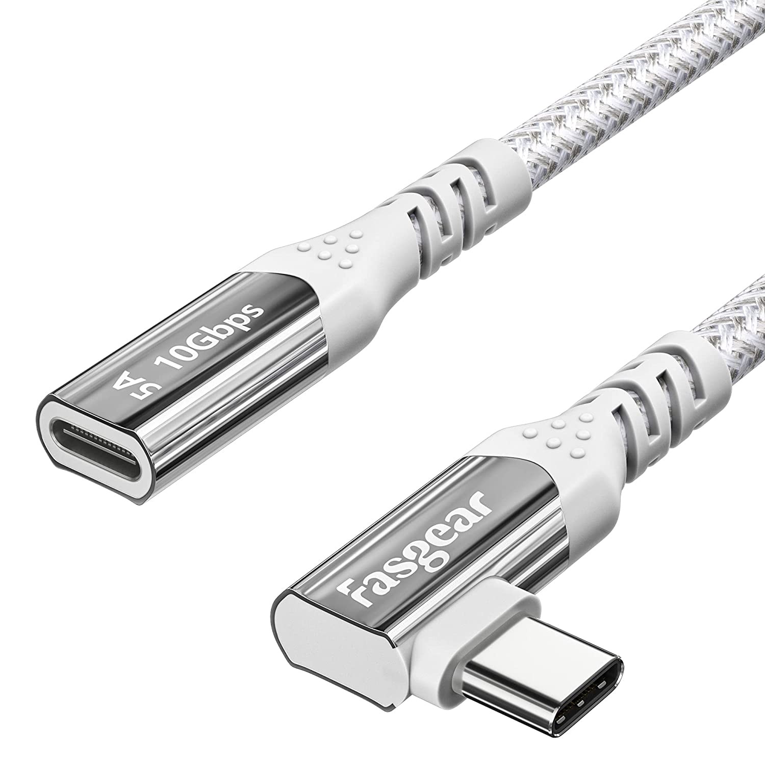 USB C Extension Cable 50Cm Fasgear USB 3.2 Gen 2X1 Type C Male to Female Extender Right Angle Cord Adapter Compatible for PSVR2 Thunderbolt 3/4 Mac-Book Pro/Galaxy S22/Ipad Mini/Pixel 6/Switch-1.6Ft