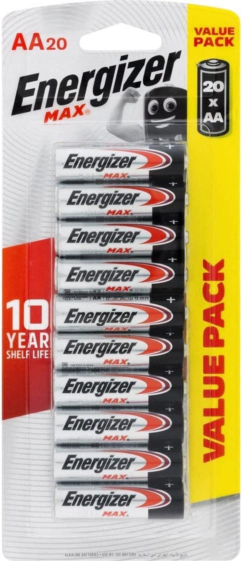 Energizer AA Batteries, MAX Alkaline, 20 Pack