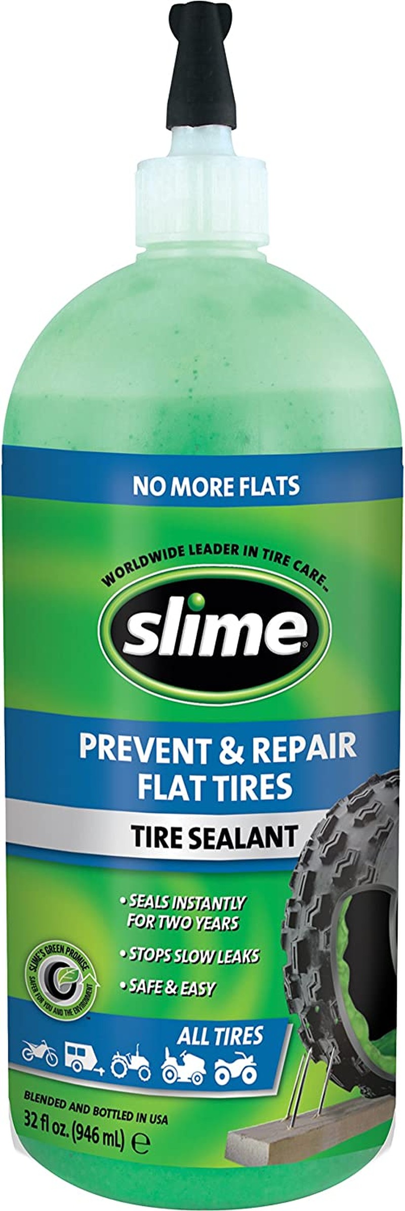 Slime 10009 Tubeless Tire Sealant – 32 Oz., Green