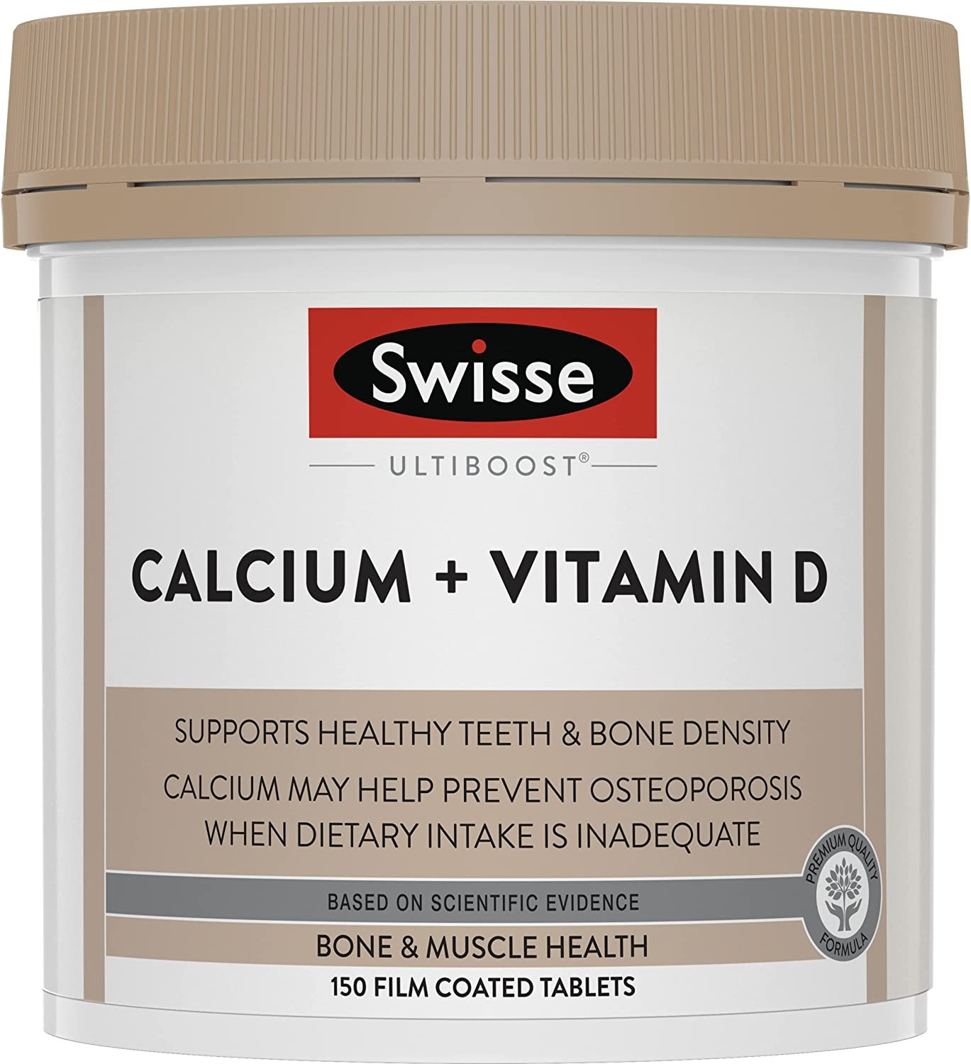 Swisse Ultiboost Calcium + Vitamin D | Supports Healthy Teeth & Bone Density | 150 Tablets