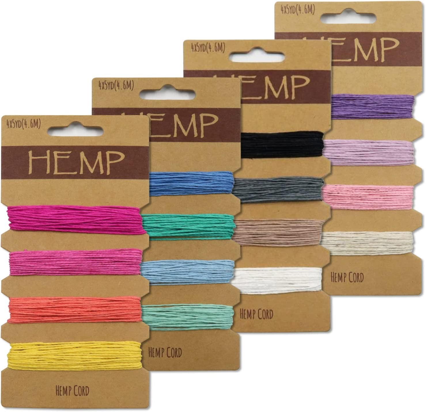 16 Colors Waxed Hemp Cord 1Mm, 4 Cards Flax String Colored, 80 Yards Wax Coated Thread, Colorful Twine for Jewelry Bracelet Making Handmade Craft (Combo 2)