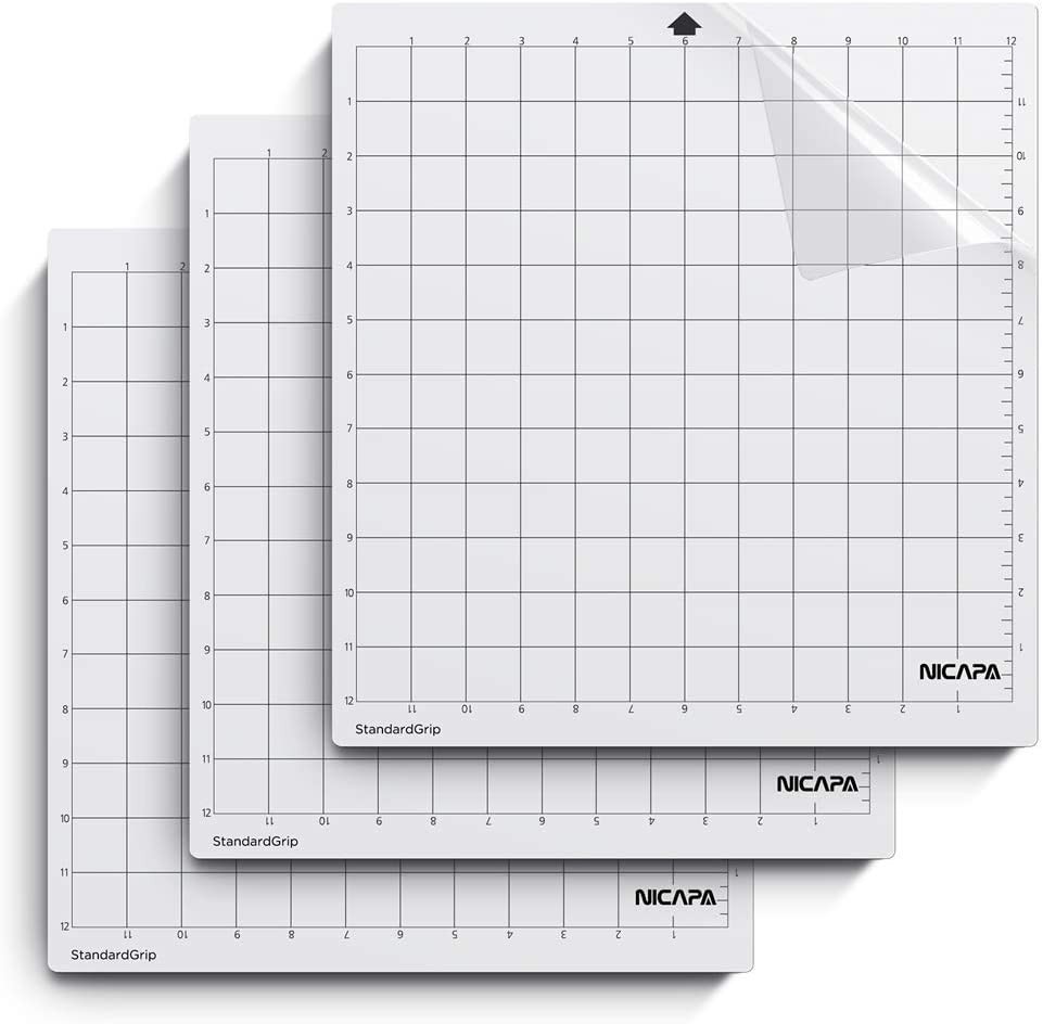 Nicapa Standardgrip Cutting Mat for Silhouette Cameo 4/3/2/1, Adhesive&Sticky Mat 12X12 Inch,3Pack Non-Slip Flexible Gridded Replacement Matts Accessories Set Vinyl Craft Sewing