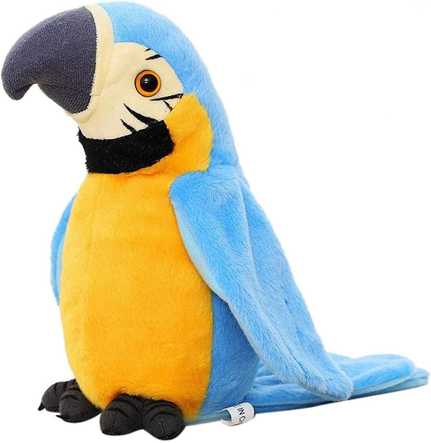 Talking Macaw Parrot Repeat What You Say Stuffed Animal Plush Toy Electronic Record Animated Bird Shake Wings Speaking Parrot Pet Plush Interactive Toys for Kids Boys Girls Christmas Birthday Gift