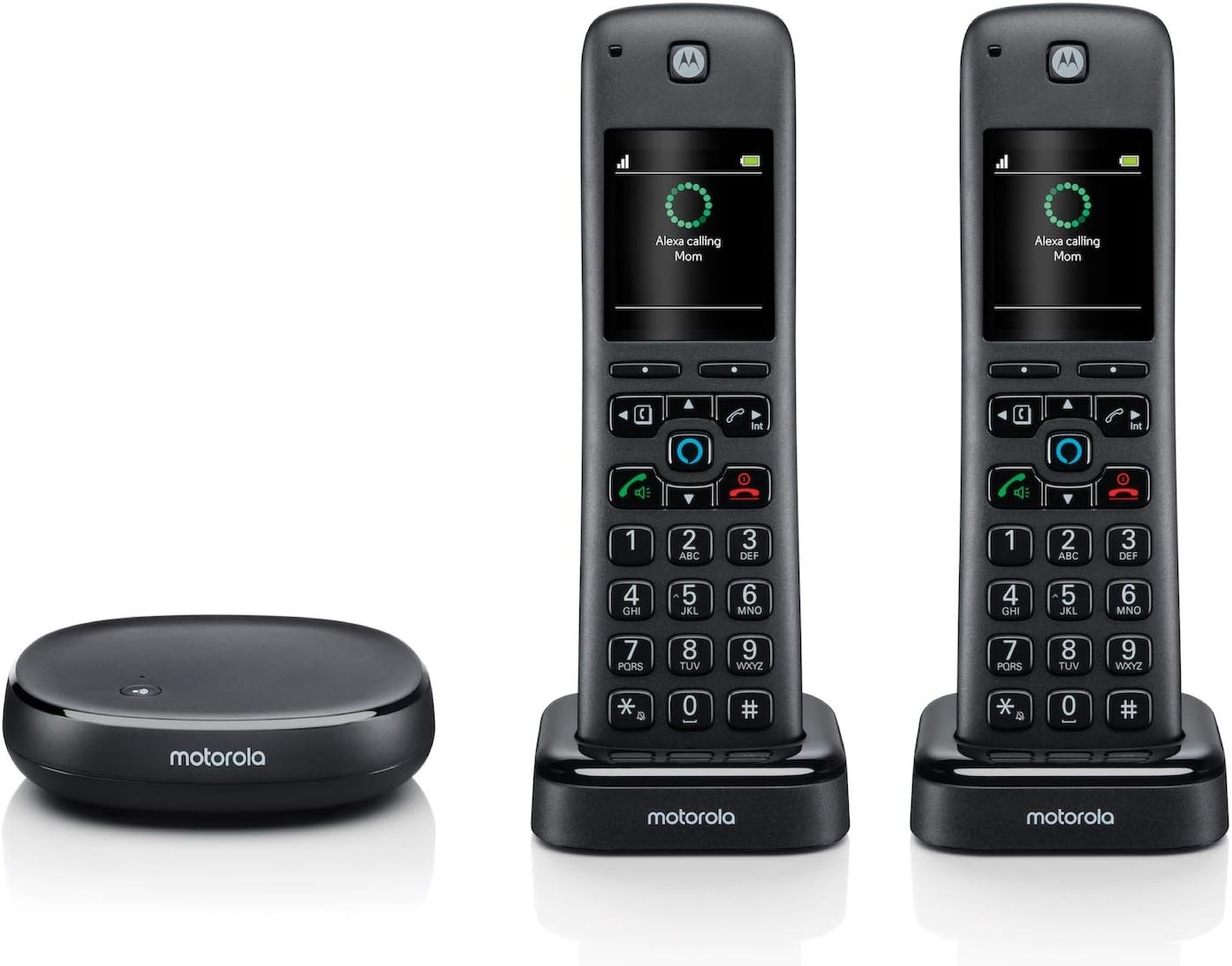 Motorola AXH02 AX Series Smart Cordless Phone and Answering System with Built-In Alexa (2 Handsets)