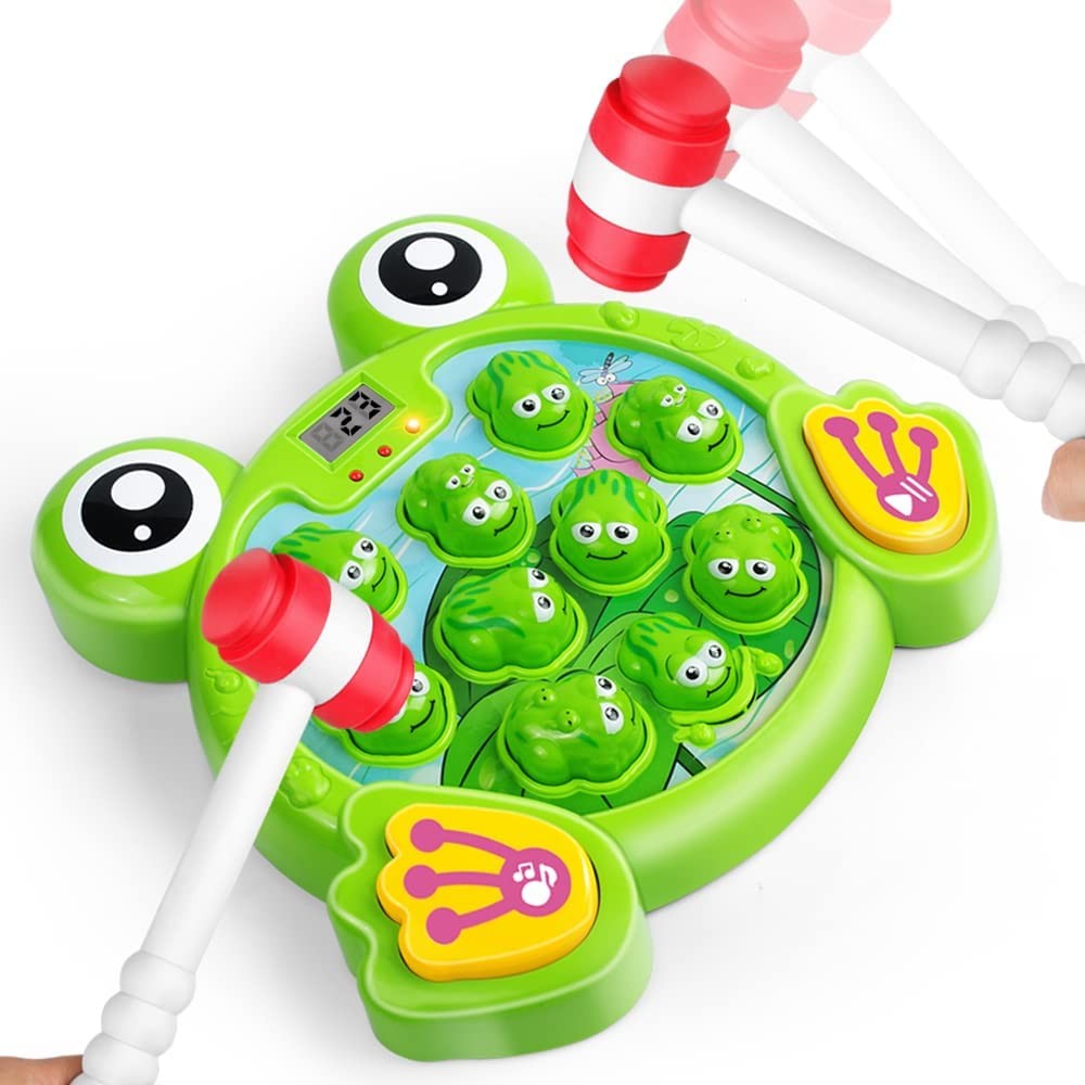 Interactive Whack a Frog Game, Learning, Active, Early Developmental Toy, Fun 2, 3, 4, 5, 6, 7, 8 Years Old Kids, Toddlers, Boys, Girls,2 Hammers Included