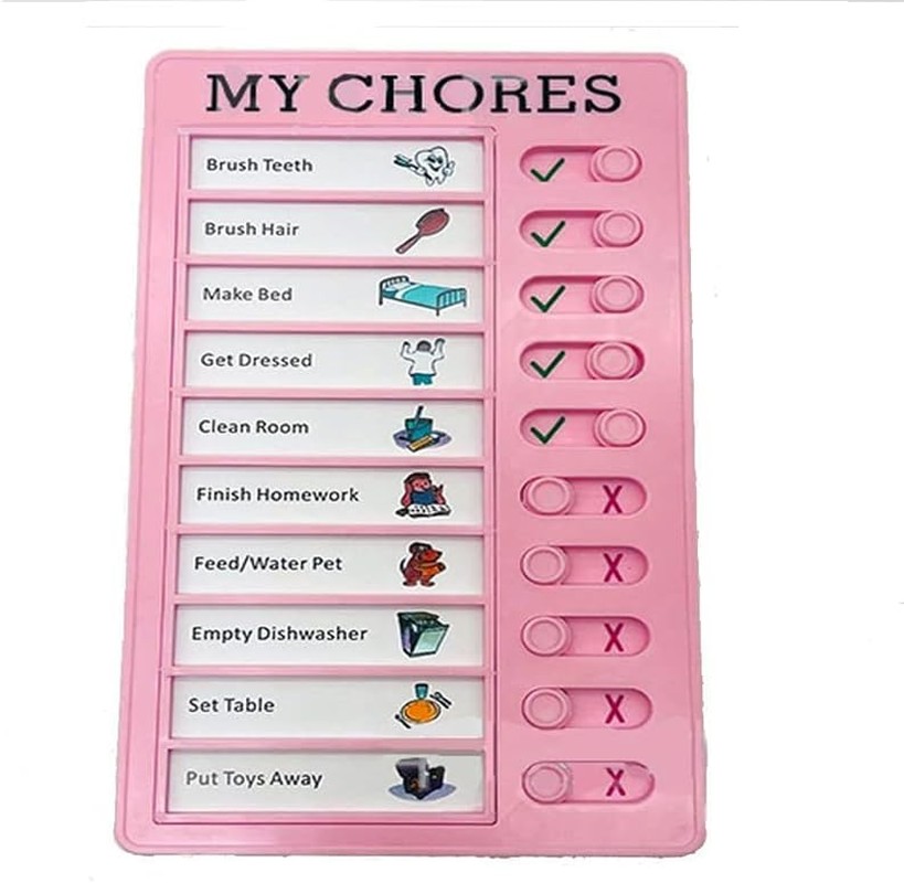 LALOCAPEYO Kids Detachable Plastic DIY Message Daily Affairs Home Travel Planning Reminder Kids Chore Chart Memo Boards PVC Material (Pink)