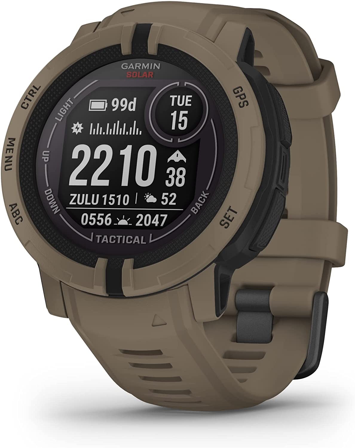 Garmin Instinct 2 Solar, Tactical Edition, Coyote Tan, Rugged GPS Smartwatch