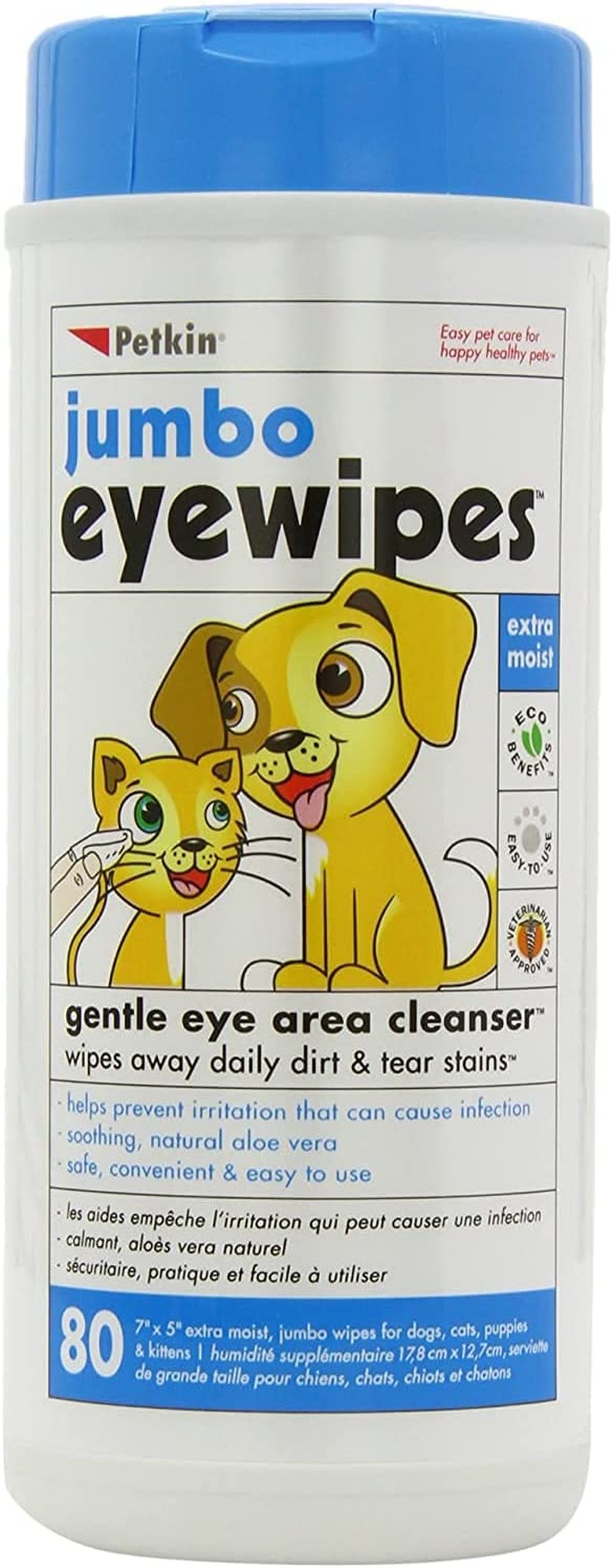 Petkin FBA_537862 Eye Wipes, 80 Pack