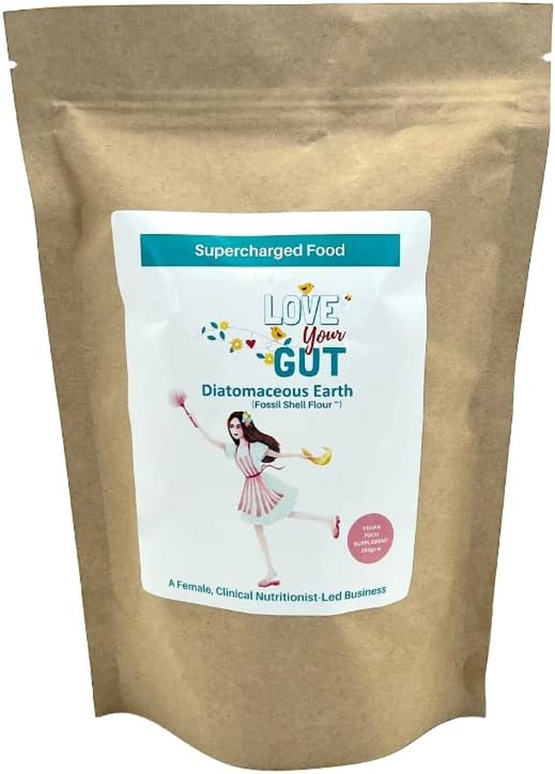 Love Your Gut Diatomaceous Earth, by Supercharged Food, 250G for a Clean Gut and Nutrient Absorption, a Vegan Mineral Food.