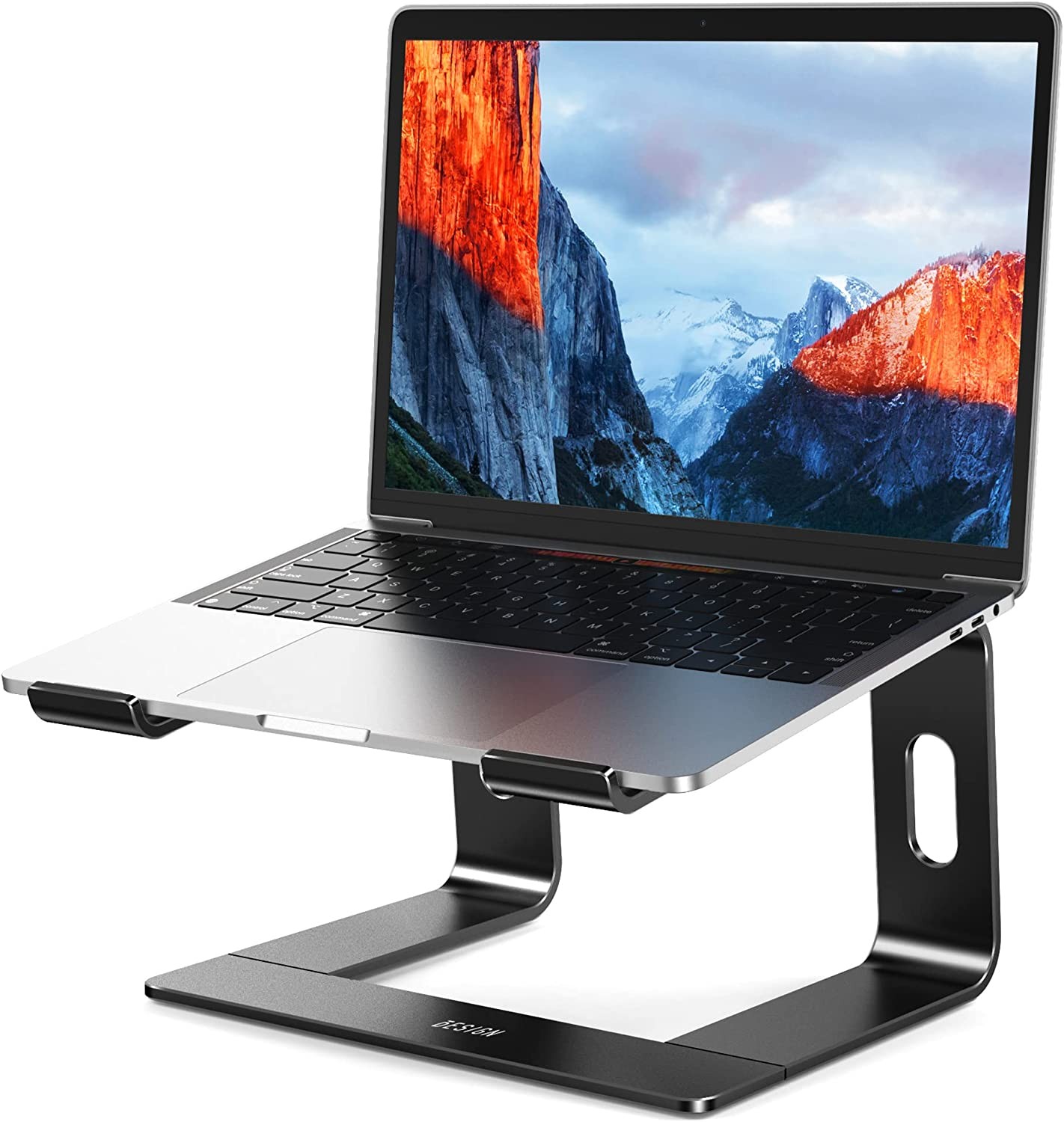 BESIGN LS03 Aluminum Laptop Stand, Ergonomic Detachable Computer Stand, Riser Holder Notebook Stand Compatible with Air, Pro, Dell, HP, Lenovo More 10-15.6″ Laptops, Black