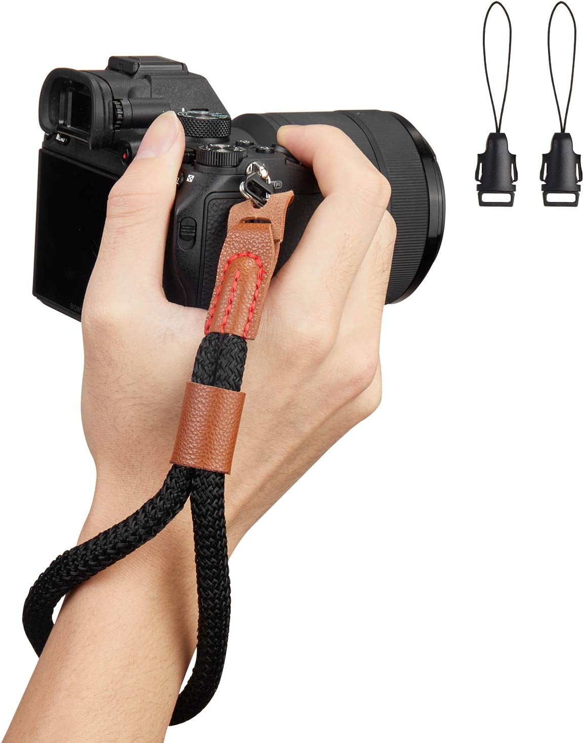 WANBY Camera Wrist Strap Soft Cotton Hand Strap with Quick Release Buckles Camcorder Comfort Antislip Security Wrist Strap for Women Men All DSLR Universal SLR Cameras (Black)