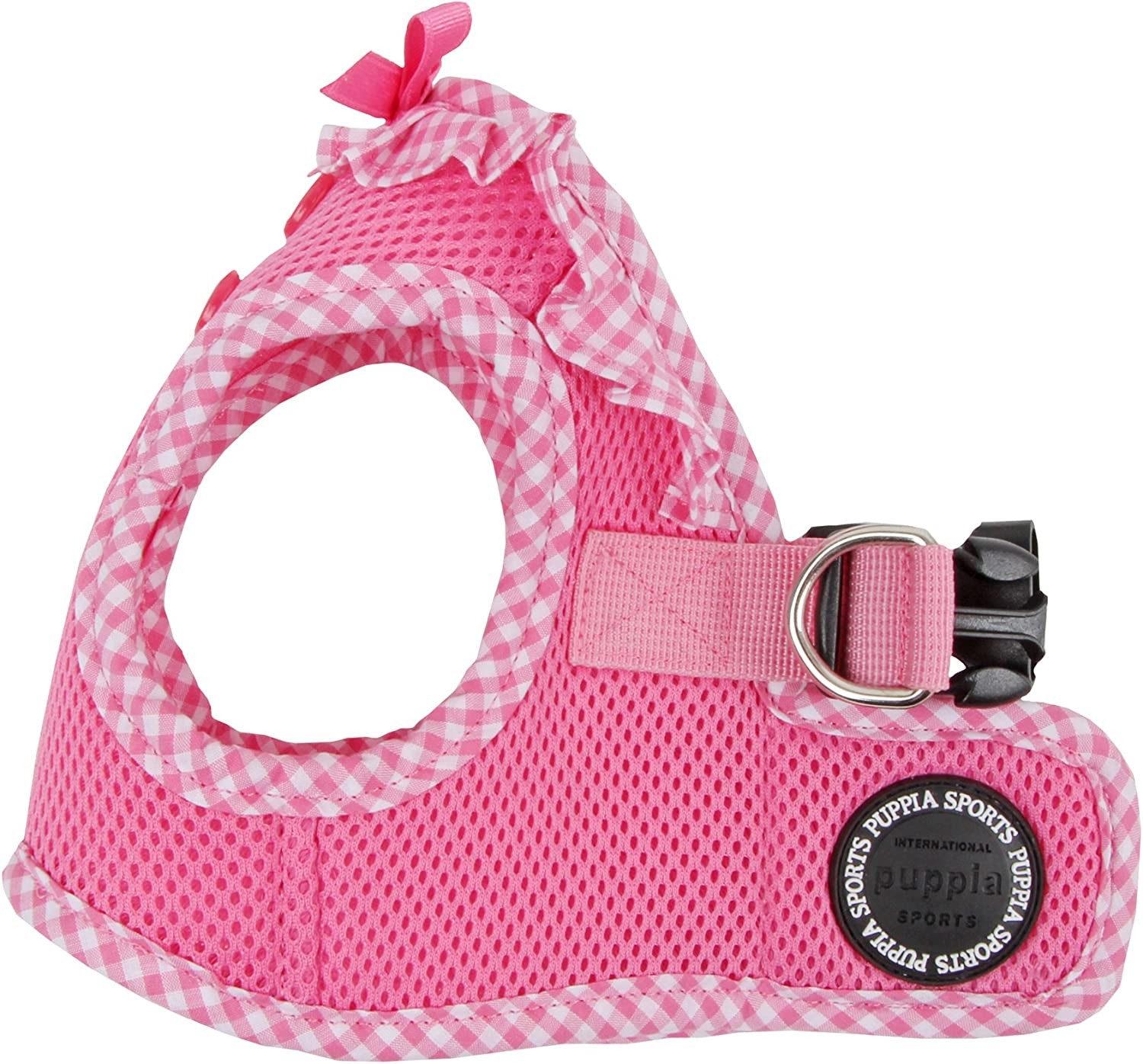 Puppia Gingham Dog Vest Harness, Pink