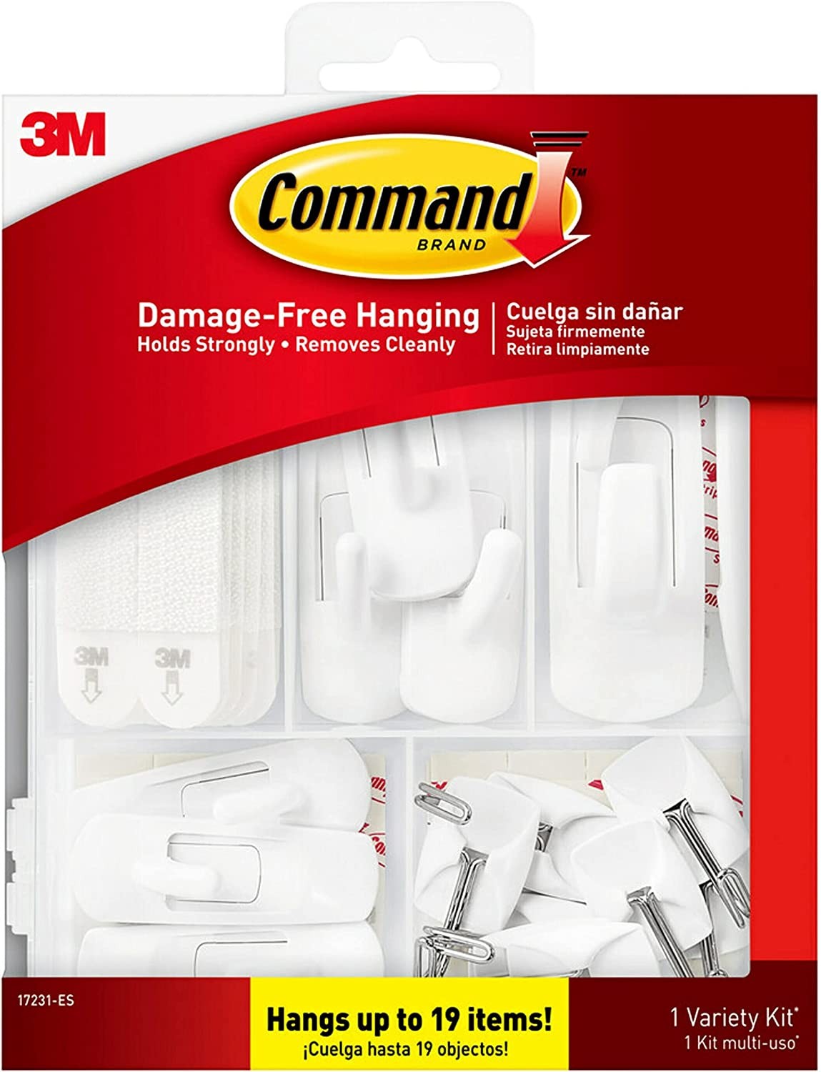 Command Variety Pack, Picture Hanging Strips, No Tools Wire Hooks and Utility Hooks, Damage Free Hanging Variety Pack for up to 19 Back to School Dorm Organizers, 1 Kit