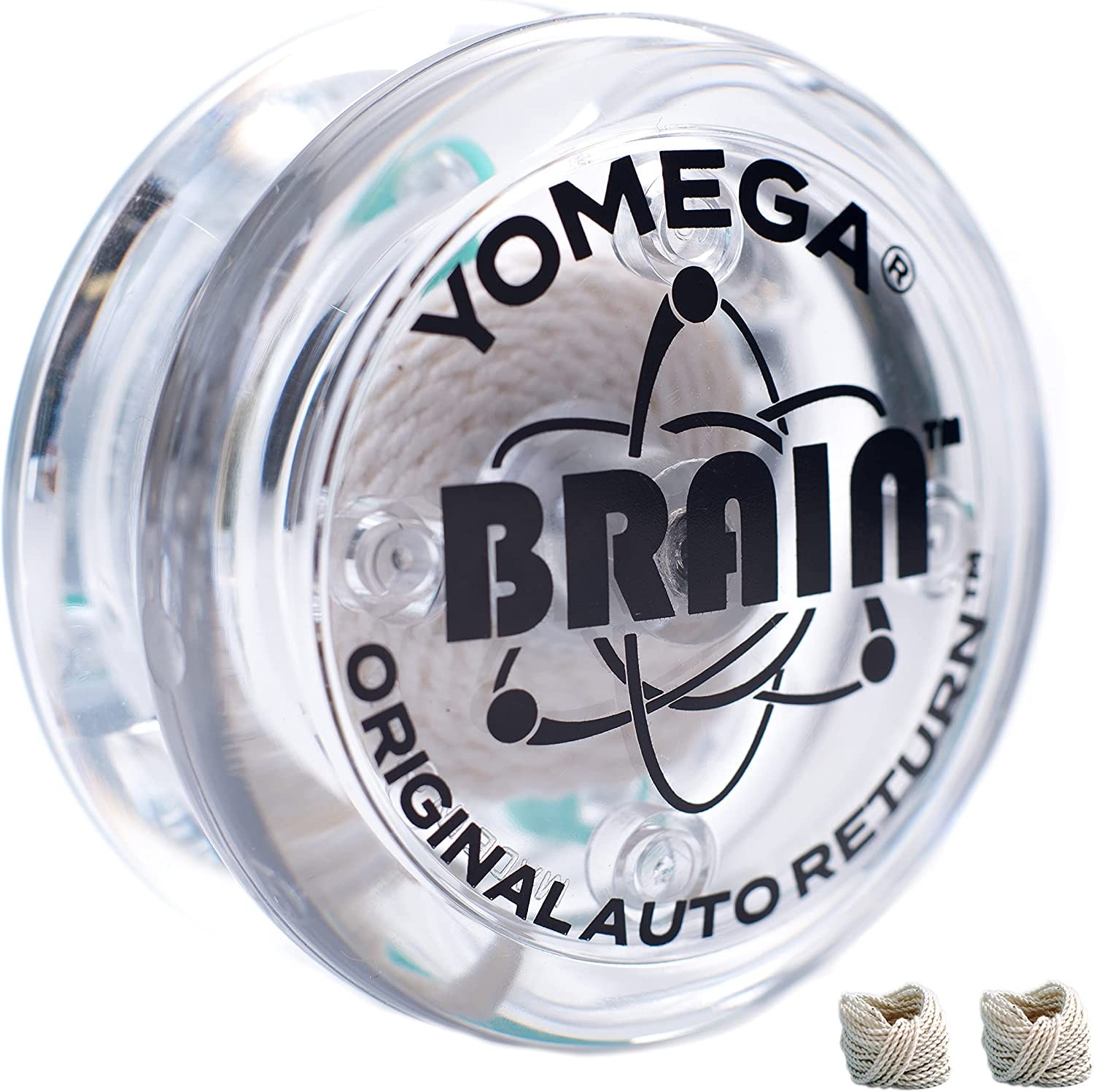 Yomega the Original Brain – Professional Yoyo for Kids and Beginners, Responsive Auto Return Yo Yo Best for String Tricks + Extra 2 Strings & 3 Month Warranty (Clear)