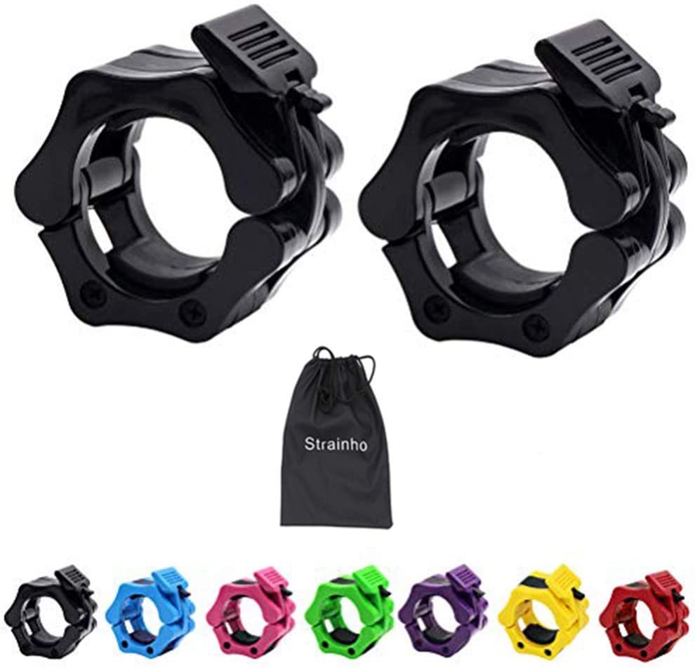 Strainho Olympic Weight Bar Clips – 2 Inch Barbell Collars – Quick Release Olympic Barbell Clamp for Weightlifting, Olympic Lifts and Strength Training