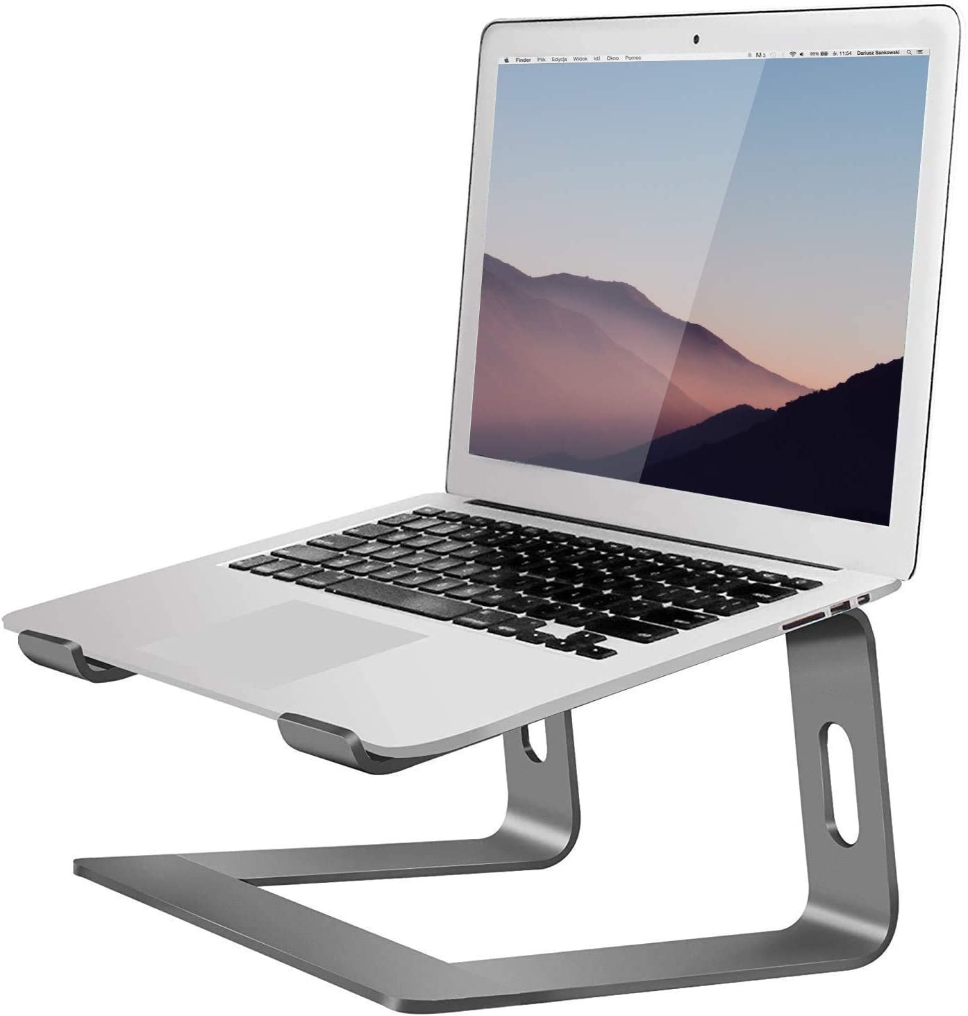 Aluminum Laptop Stand Compatible with Mac Macbook Pro/Air Apple 12″ 13″ Notebook, Metal Laptop Desk Stand Portable Desktop Computer Holder Stable Riser Ergonomic Elevator for 10 to 15.6