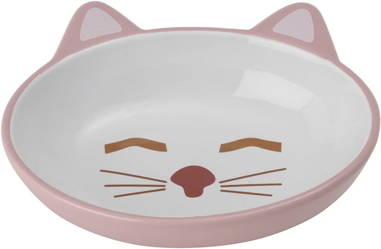 Petrageous Ceramic Oval Cat Bowl, Pink