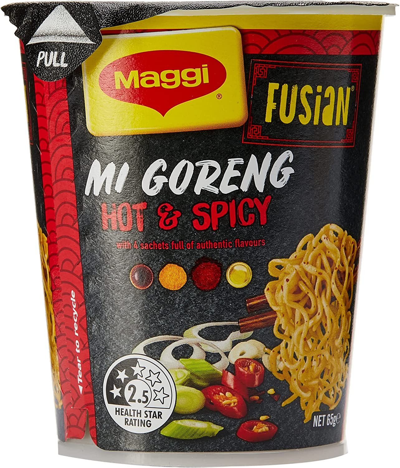 MAGGI FUSIAN Noodle Cup Mi Goreng Hot and Spicy 12 Pack