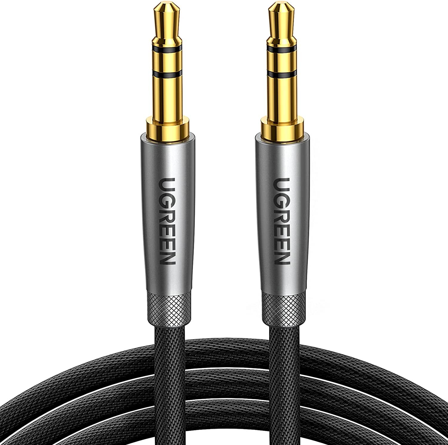 UGREEN 3.5Mm Audio Cable Nylon Braided Aux Cord Male to Male Stereo Hi-Fi Sound Auxiliary Audio Cable for Headphones Car Home Stereos Speakers Tablets Iphone Ipad Ipod Echo More 2M