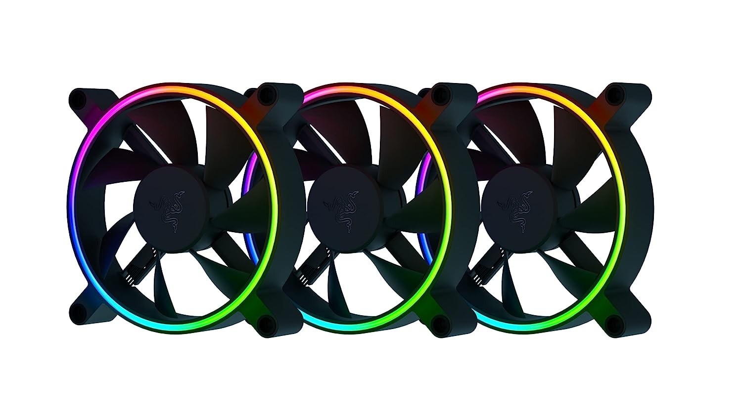 Razer Kunai Chroma RGB 120MM LED PWM Performance Fan – 3 Fans – FRML Packaging, Black, (RC21-01810100-R3M1)